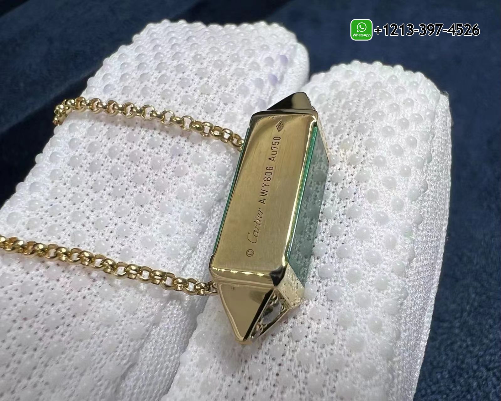 sgm4nv0q01d Custom Made Best Sellers Quality 1:1 Copy Cartier 18K Yellow Gold Diamond & Malachite Medium Model Les Berlingots de Cartier Necklace - High Quality 18k Gold and Diamond Luxury Distinctive Collection Designer Jewelry Customized Factory Price - Image 2