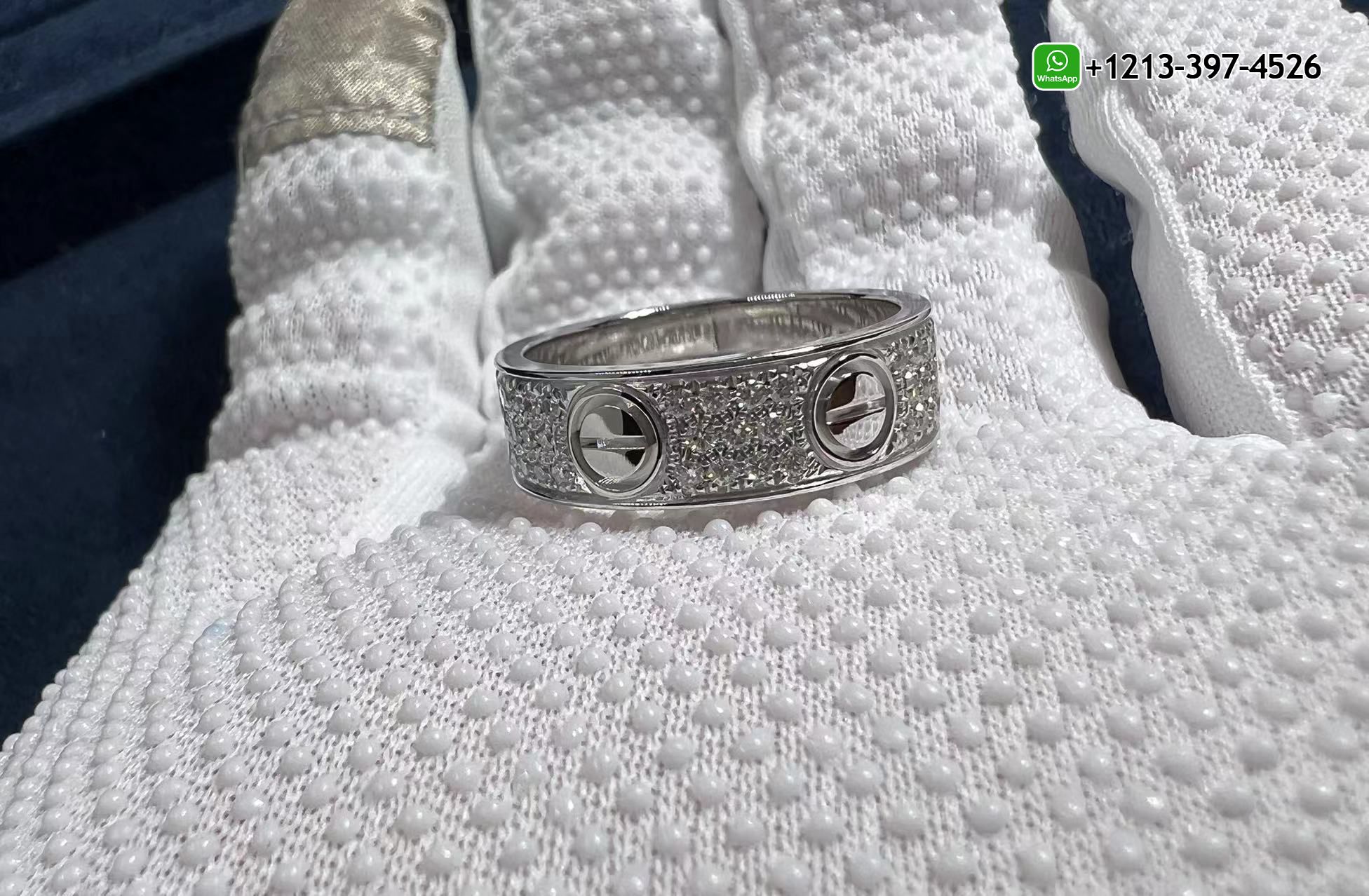 sjkhxuhye5e Custom Made 1:1 Best Quality Cartier Love 18K White Gold Full Diamond-Paved 6.5MM Band Ring - High Quality 18k Gold and Diamond Luxury Distinctive Collection Designer Jewelry Customized Factory Price - Image 5