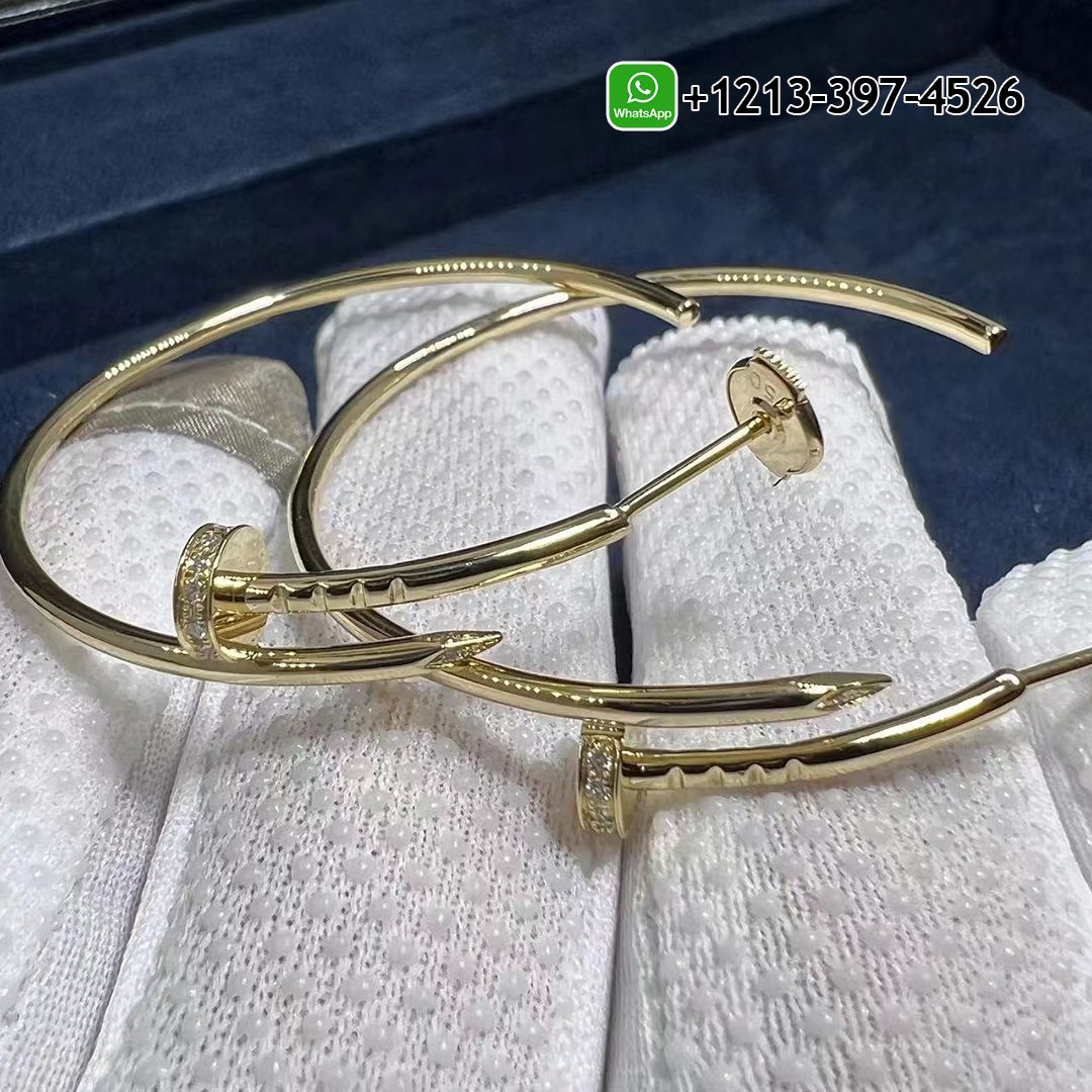 Custom Made Best Sellers Quality 1:1 Cartier Juste un Clou 18k Yellow Gold Diamonds Large Model Nail Hoop Earrings - High Quality 18k Gold and Diamond Luxury Distinctive Collection Designer Jewelry Customized Factory Price