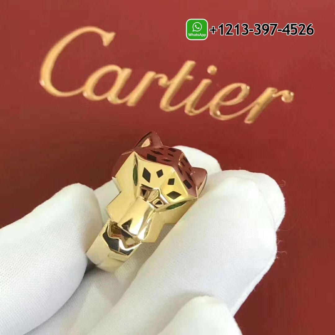 sww11x1gsnb Best Sellers 1:1 Quality Cheap Custom Made Cartier Solid 18K Yellow Gold Panthere de Cartier Lacquer Tsavorite Garnets, Onyx Ring - High Quality 18k Gold and Diamond Luxury Distinctive Collection Designer Jewelry Customized Factory Price - Image 4