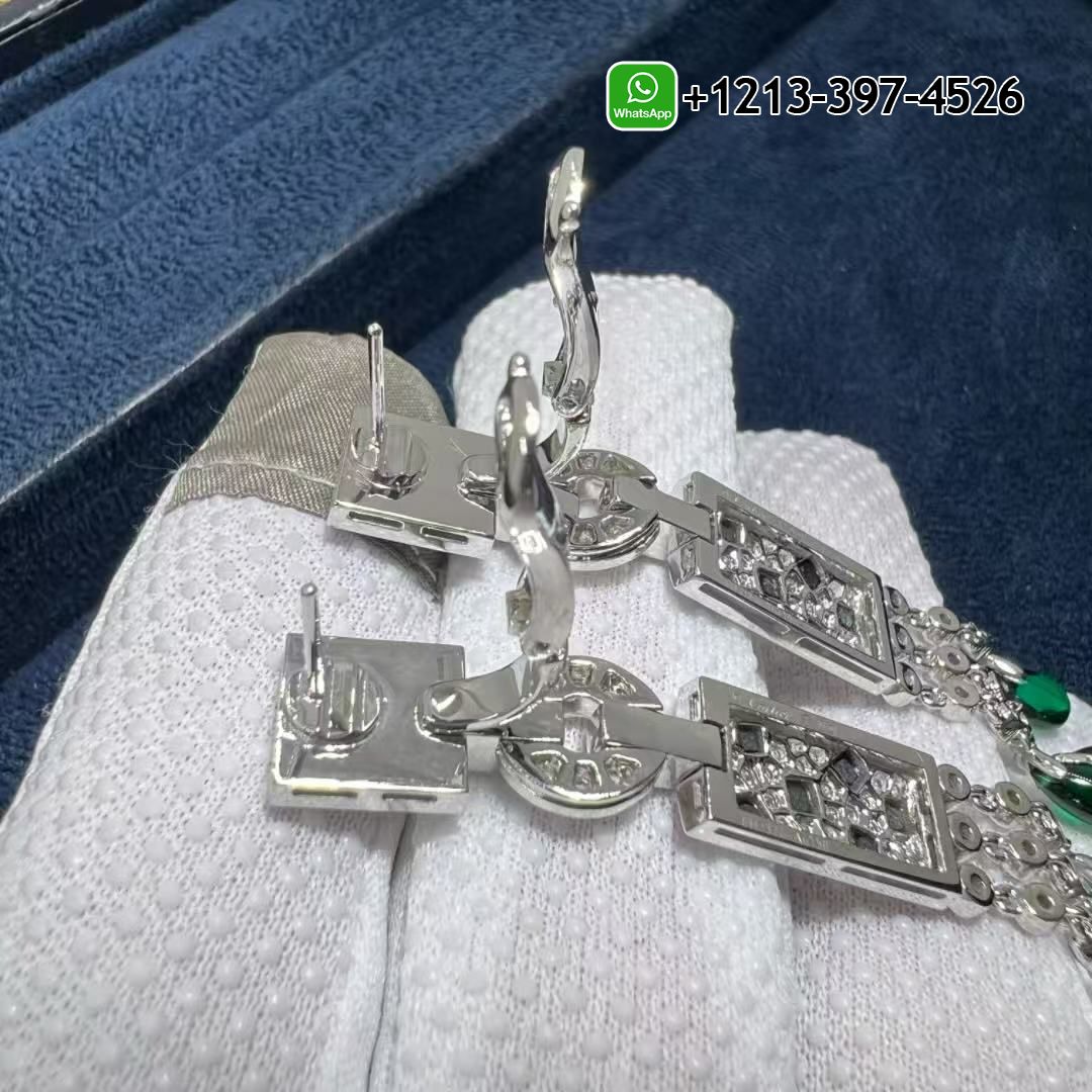 sy13sj14vjb Custom Made Best Quality 1:1 Cartier Panthère de Cartier 18K White Gold Diamonds, Onyx,Emeralds Drop Earrings - High Quality 18k Gold and Diamond Luxury Distinctive Collection Designer Jewelry Customized Factory Price - Image 8