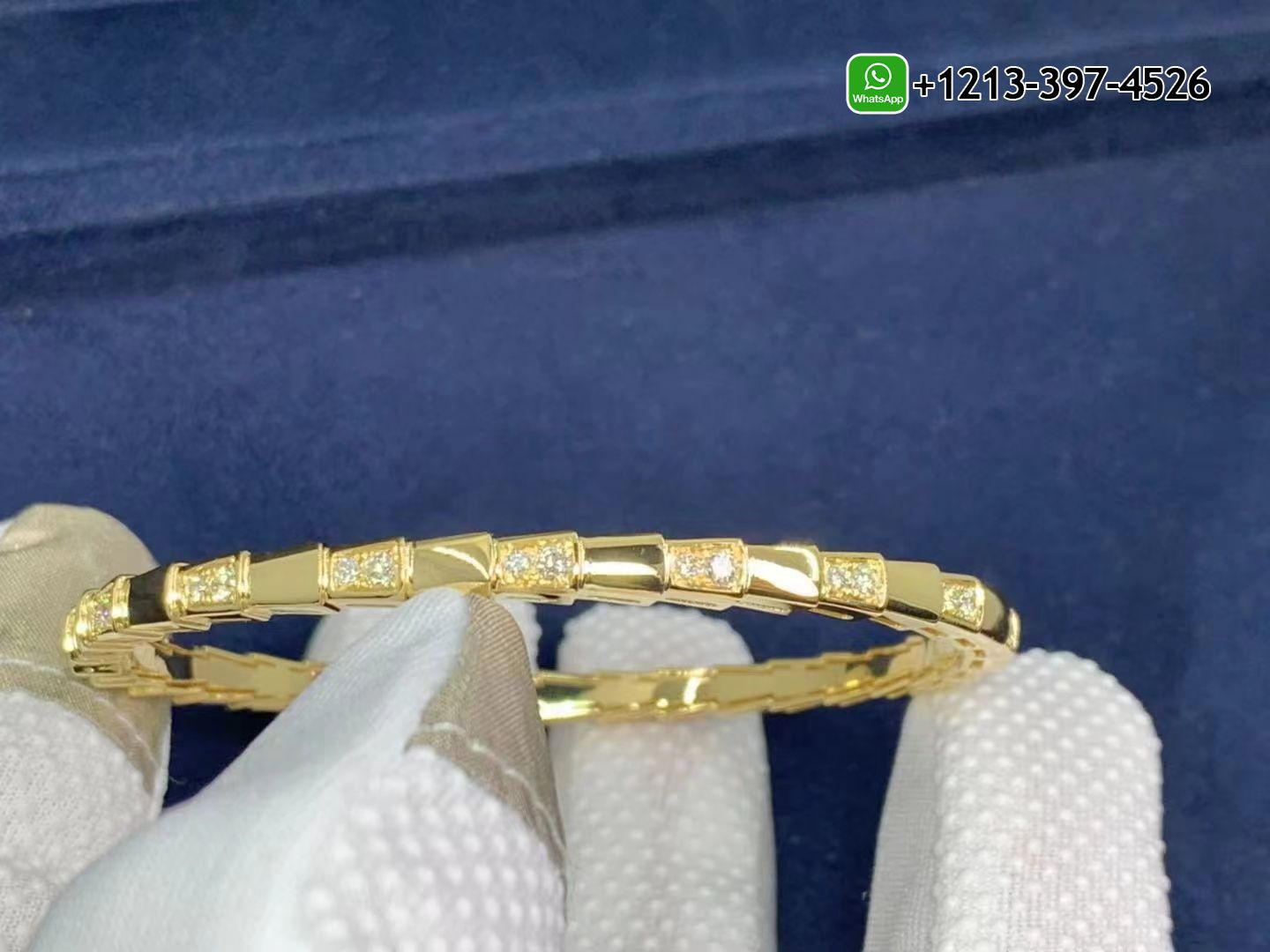 szs3tqoyxdz Custom Made Best Quality 1:1 Cheap Bvlgari Serpenti 18k Yellow Gold Set with Demi Pavé Diamonds Bracelet - High Quality 18k Gold and Diamond Luxury Distinctive Collection Designer Jewelry Customized Factory Price - Image 9