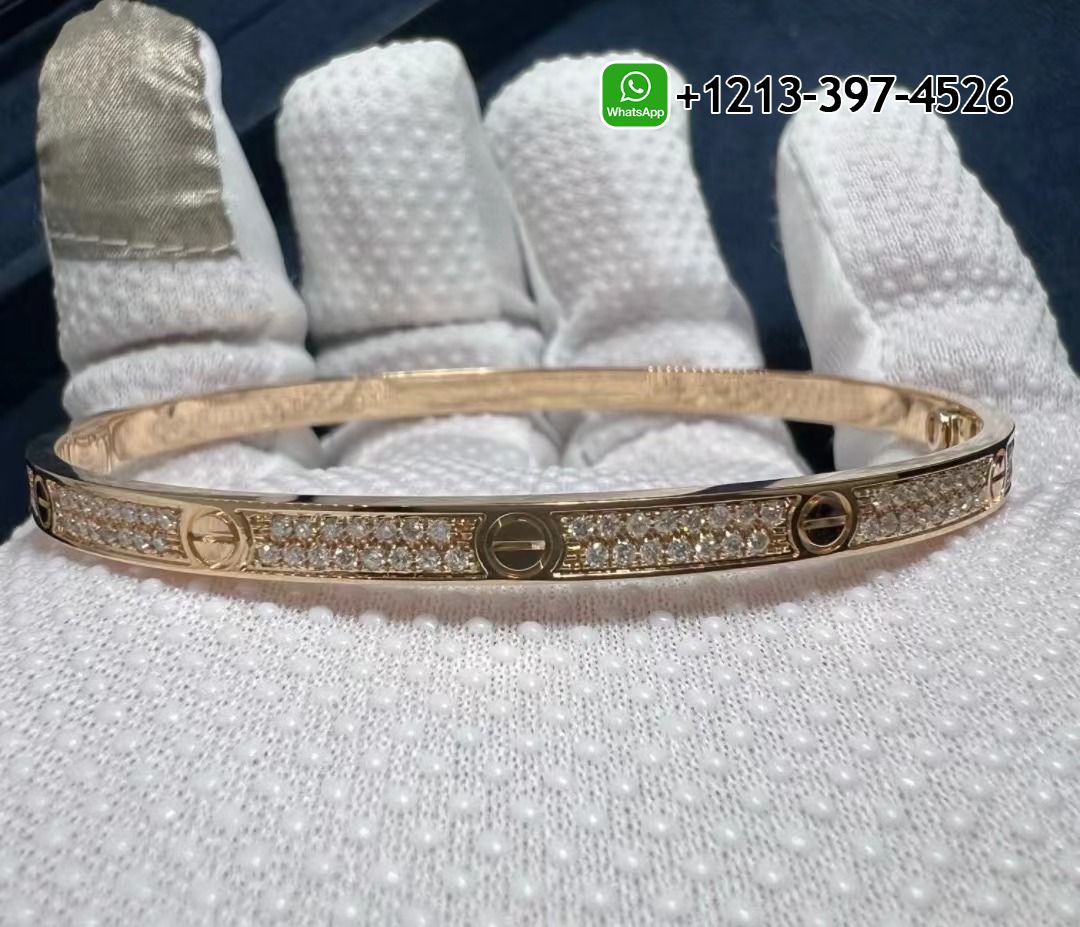 t2ulpzshico Custom Made Top Quality Cartier 18K Rose Gold Diamond Paved Small Model LOVE Bracelet - High Quality 18k Gold and Diamond Luxury Distinctive Collection Designer Jewelry Customized Factory Price - Image 4