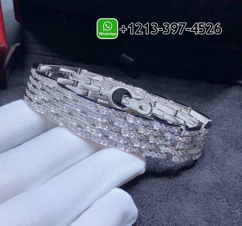 tajlqbs4kou Best Sellers 1:1 Quality Cheap Custom Made High Jewelry Cartier 18k White Gold Pave Diamond 5-Row Agrafe Bracelet - High Quality 18k Gold and Diamond Luxury Distinctive Collection Designer Jewelry Customized Factory Price - Image 2