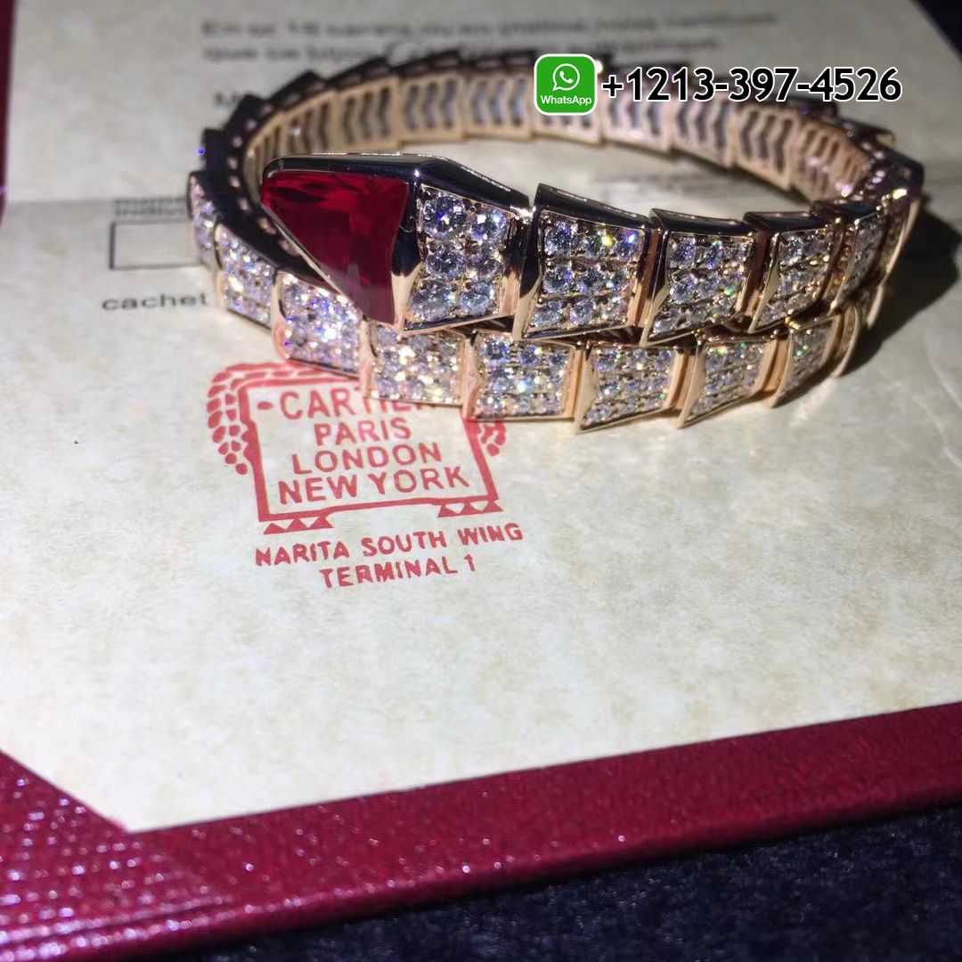 tbxfpzlb4mk Custom Made Best Quality 1:1 Bvlgari Serpenti Viper 18k Rose Gold Full Pavé Piamonds and Rubellite One-coil Bracelet - High Quality 18k Gold and Diamond Luxury Distinctive Collection Designer Jewelry Customized Factory Price