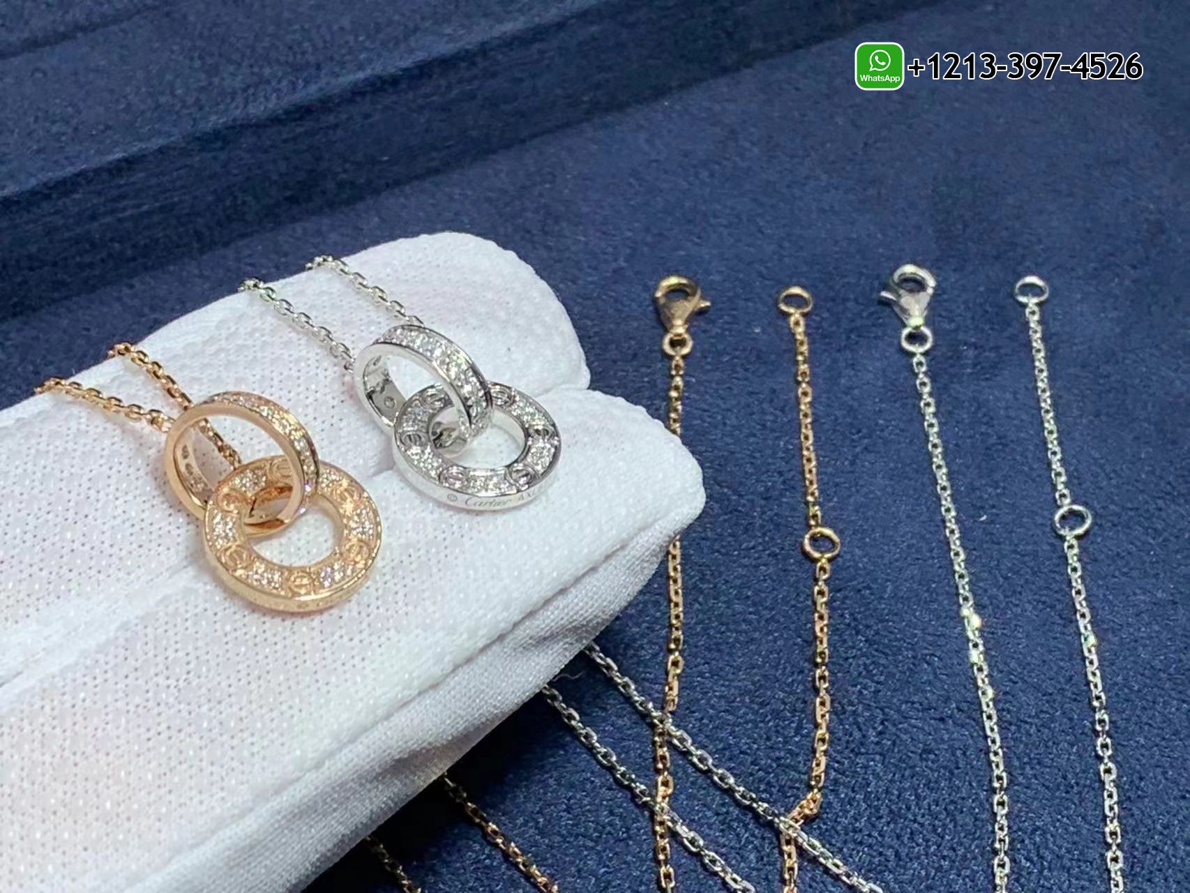 tdhwdrutkfk Custom Made Best Quality 1:1 Cartier 18k Rose Gold Pave Diamond Interlocking LOVE Necklace - High Quality 18k Gold and Diamond Luxury Distinctive Collection Designer Jewelry Customized Factory Price - Image 8