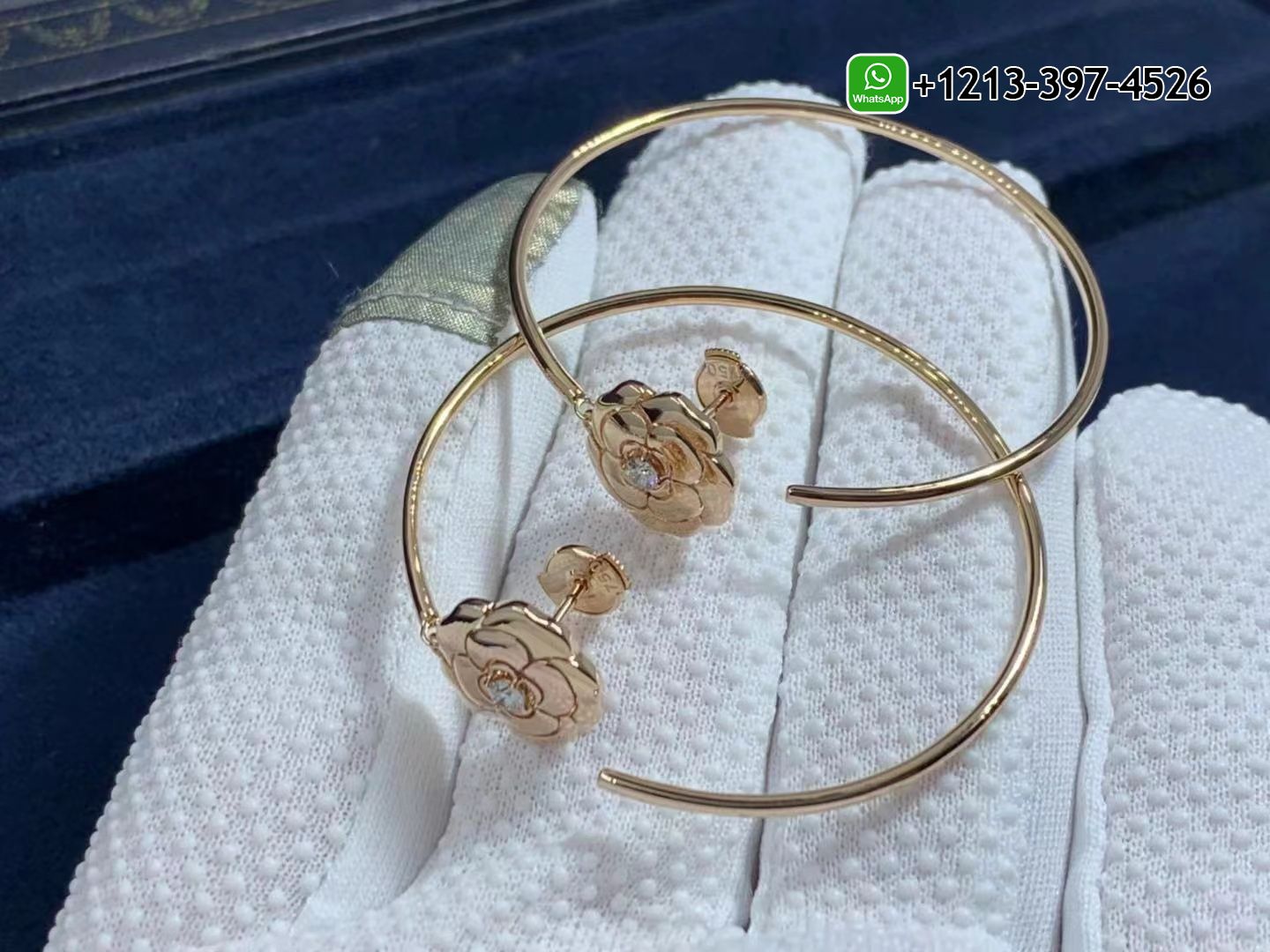 tdn4dgwc00b Best Sellers 1:1 Quality Cheap Custom Made 18k Rose Gold & Diamond Extrait De Camélia Hoop Earrings - High Quality 18k Gold and Diamond Luxury Distinctive Collection Designer Jewelry Customized Factory Price - Image 3