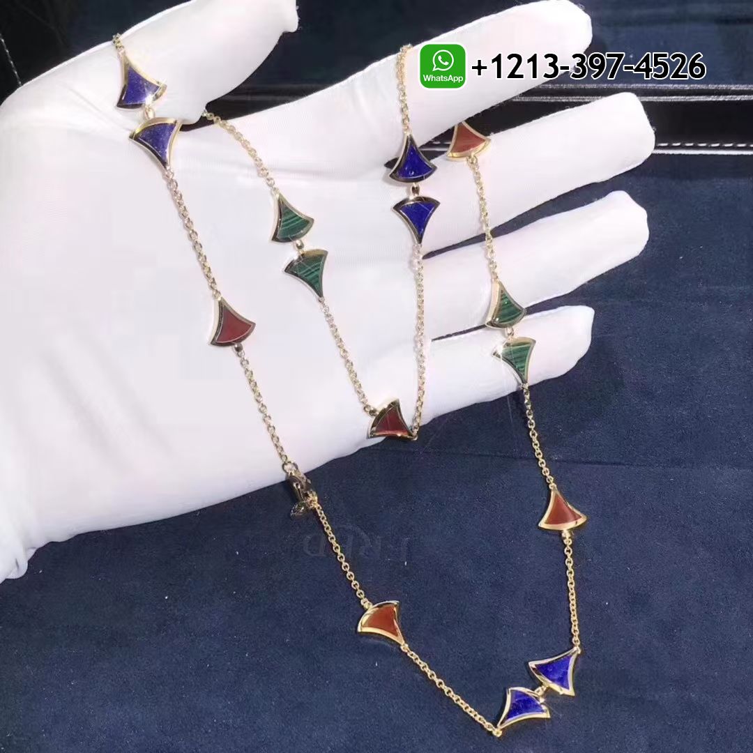Custom Made Best Sellers Quality 1:1 Bulgari Divas’ Dream Necklace 18K Yellow Gold Carnelian Lapis Malachite Sautoir Necklace - High Quality 18k Gold and Diamond Luxury Distinctive Collection Designer Jewelry Customized Factory Price Tgoga4fiaqr