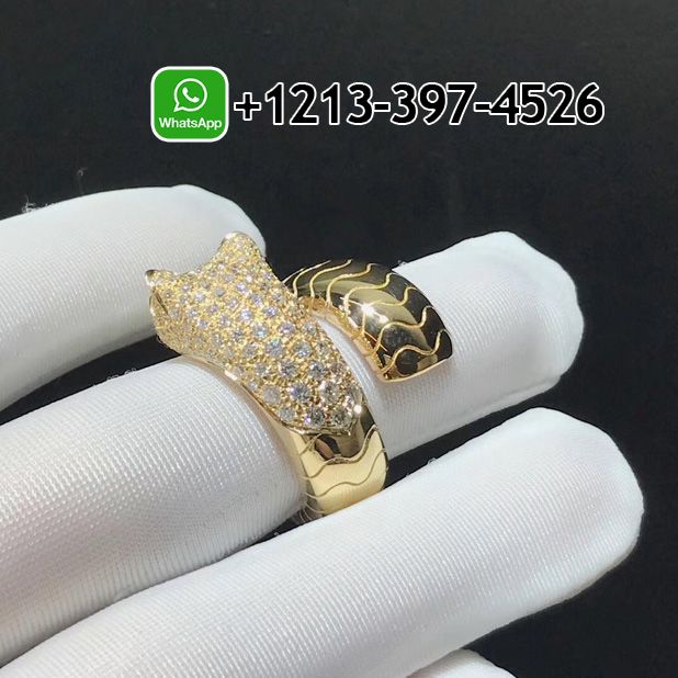 tpqoambah0v Custom Made Best Sellers Quality 1:1 Cartier Panther 18k Yellow Gold Diamond Emerald Onyx Band Ring - High Quality 18k Gold and Diamond Luxury Distinctive Collection Designer Jewelry Customized Factory Price - Image 2