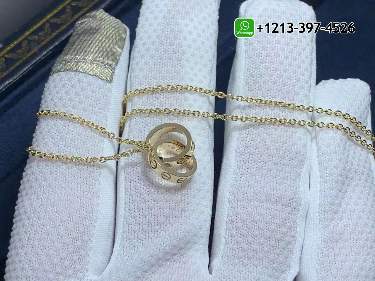 tsa2f2reta5 Custom Made Best Quality 1:1 Authentic Cartier 18k Yellow Gold Love 2 Hoops Gold Chain Necklace - High Quality 18k Gold and Diamond Luxury Distinctive Collection Designer Jewelry Customized Factory Price - Image 3