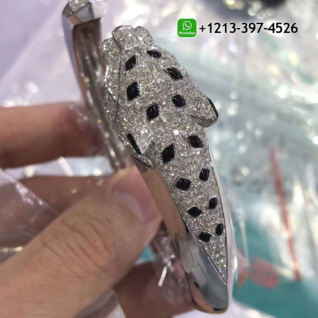 tstuwnv5rna Custom Made Best Sellers Quality 1:1 Cartier 18k Yellow Gold Diamonds Emeralds Onyx Panthere de Cartier Bracelet - High Quality 18k Gold and Diamond Luxury Distinctive Collection Designer Jewelry Customized Factory Price - Image 4