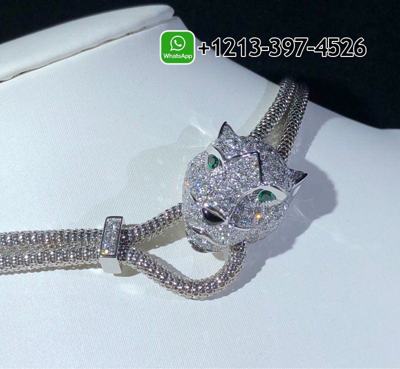 u0mesevfu01 Custom Made Best Quality 1:1 Cartier Panthere De 18k White Gold Diamond Emerald Onyx Cartier Necklace - High Quality 18k Gold and Diamond Luxury Distinctive Collection Designer Jewelry Customized Factory Price - Image 3