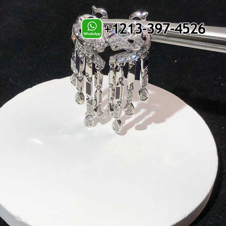 u0t213hzsjr Custom Made Best Quality 1:1 Cartier 18k White Gold Diamond & Onyx Panthere de Cartier Earrings - High Quality 18k Gold and Diamond Luxury Distinctive Collection Designer Jewelry Customized Factory Price - Image 4