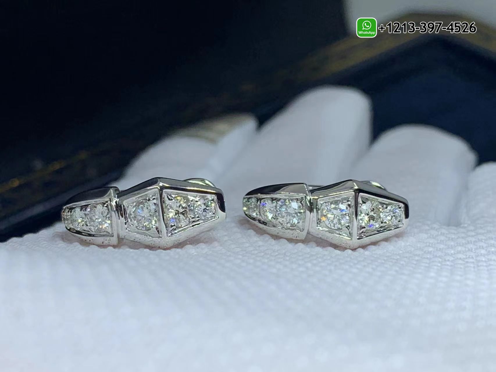 u1fk4cl1etq Best Sellers 1:1 Quality Cheap Custom Made Bvlgari Serpenti Snake Diamond Huggie 18K White Gold Earrings - High Quality 18k Gold and Diamond Luxury Distinctive Collection Designer Jewelry Customized Factory Price - Image 7