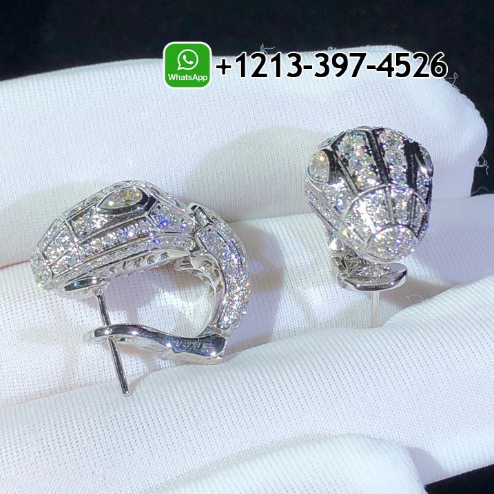 u25b4fded4q Custom Made Best Quality 1:1 Bvlgari Serpenti 18k White Gold Full Pave Diamonds Earrings - High Quality 18k Gold and Diamond Luxury Distinctive Collection Designer Jewelry Customized Factory Price - Image 5