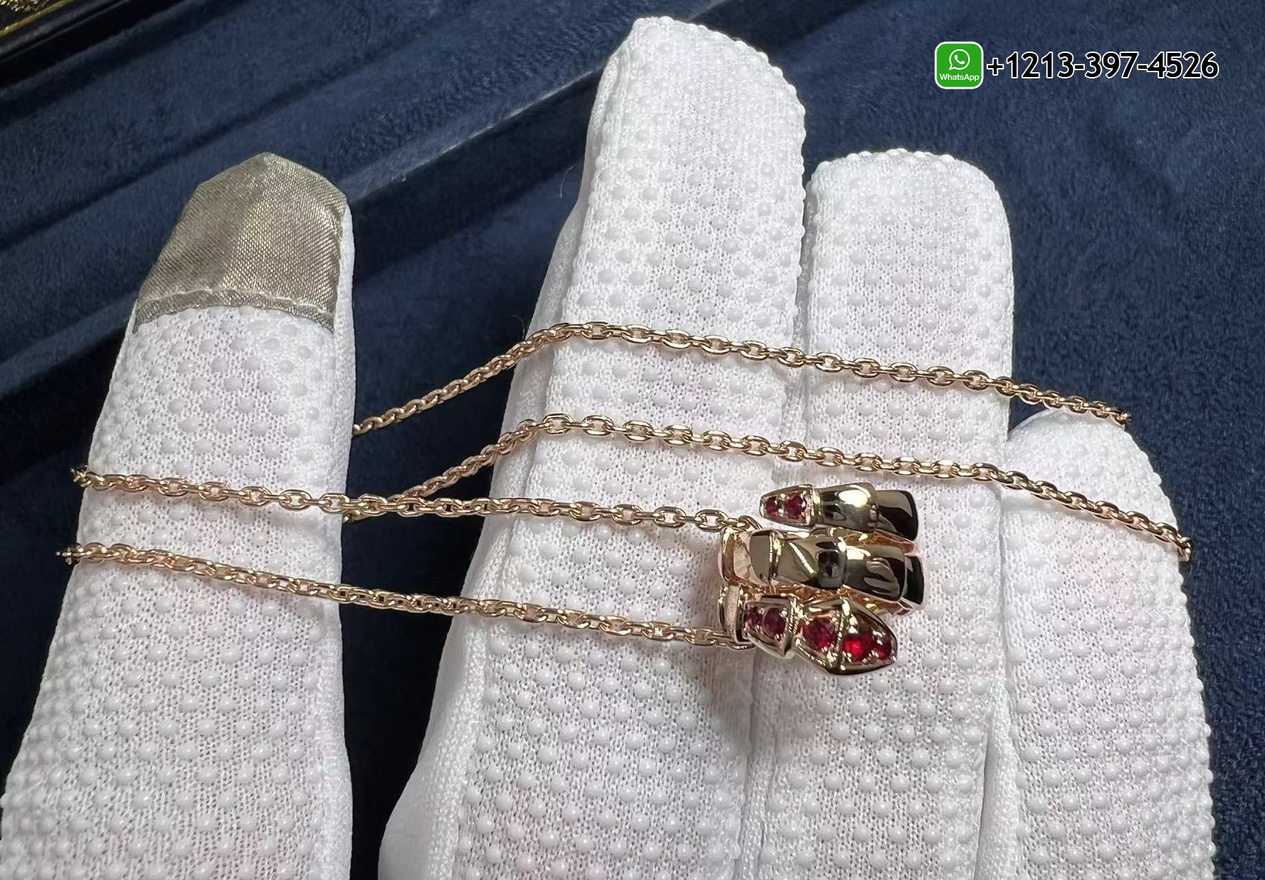 u2dtiggs3pu Custom Bulgari Serpenti Viper Pendant Necklace In 18 Kt Rose Gold, Set With Pavé Ruby on the Head and Tail - High Quality 18k Gold and Diamond Luxury Distinctive Collection Designer Jewelry Customized Factory Price - Image 5
