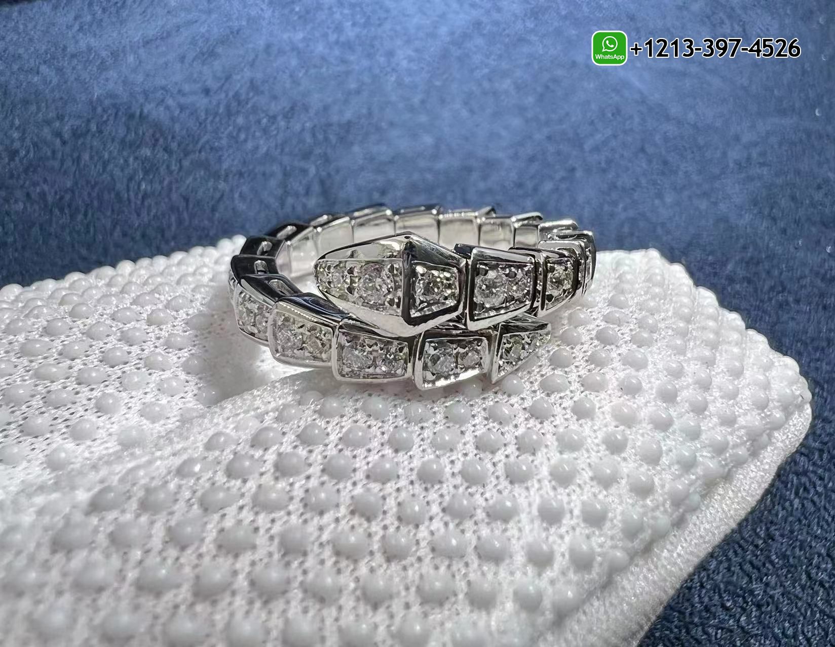 u33al1japdw 1:1 Best Quality Cheap Bvlgari Serpenti Viper 18K White Gold Pavé Diamonds Wrap Ring - High Quality 18k Gold and Diamond Luxury Distinctive Collection Designer Jewelry Customized Factory Price - Image 4