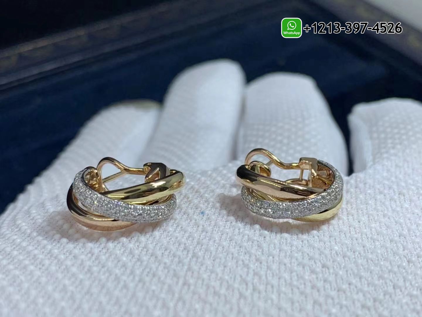 u4curdjzvtj Custom Made Best Quality 1:1 Cheap Cartier Classic 18k Gold Diamond Trinity Earrings - High Quality 18k Gold and Diamond Luxury Distinctive Collection Designer Jewelry Customized Factory Price - Image 2