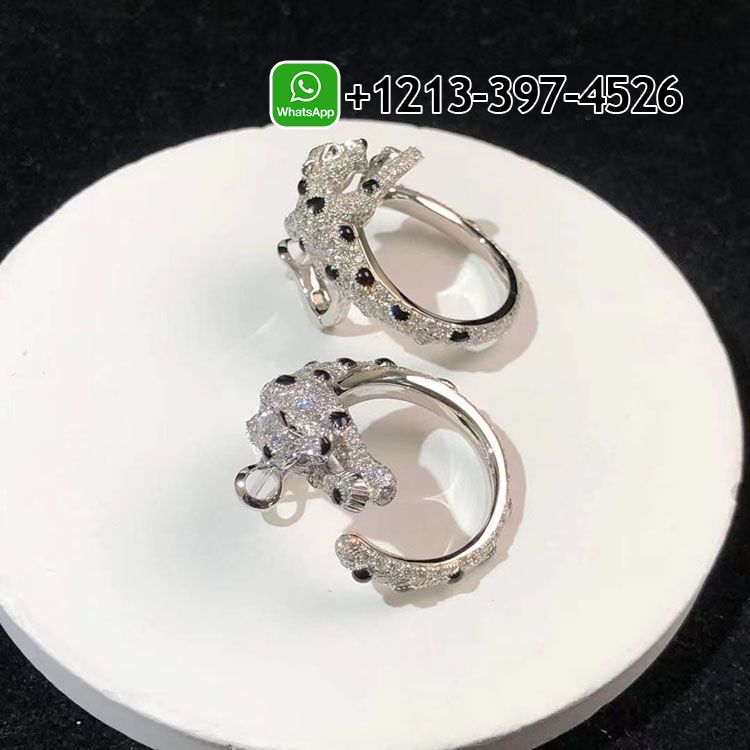 ucsivfh3ohz Custom Made Best Quality 1:1 Cheap Cartier 18k White Gold Pave Diamond Panthère de Cartier Earrings - High Quality 18k Gold and Diamond Luxury Distinctive Collection Designer Jewelry Customized Factory Price - Image 3