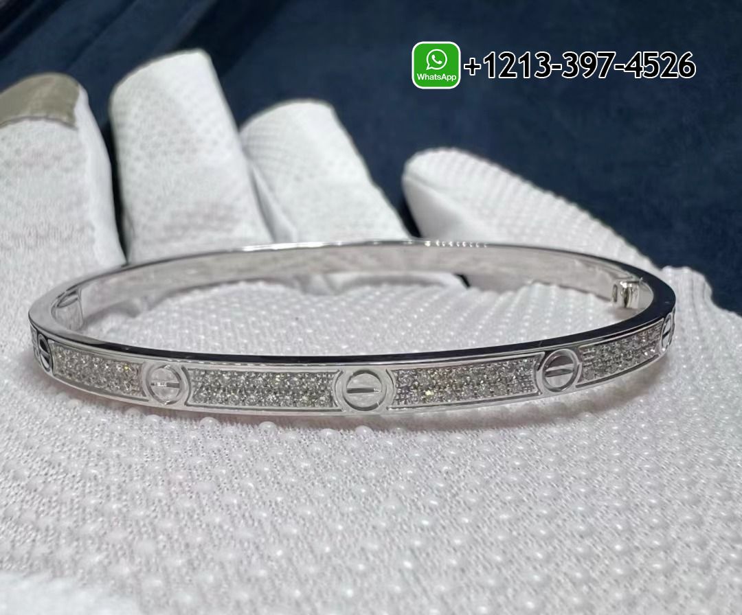 uevlxtgbpsa High-end sale Custom Made 1:1 Quality Cartier 18K White Gold Diamond Paved Small Model LOVE Bracelet - High Quality 18k Gold and Diamond Luxury Distinctive Collection Designer Jewelry Customized Factory Price - Image 5