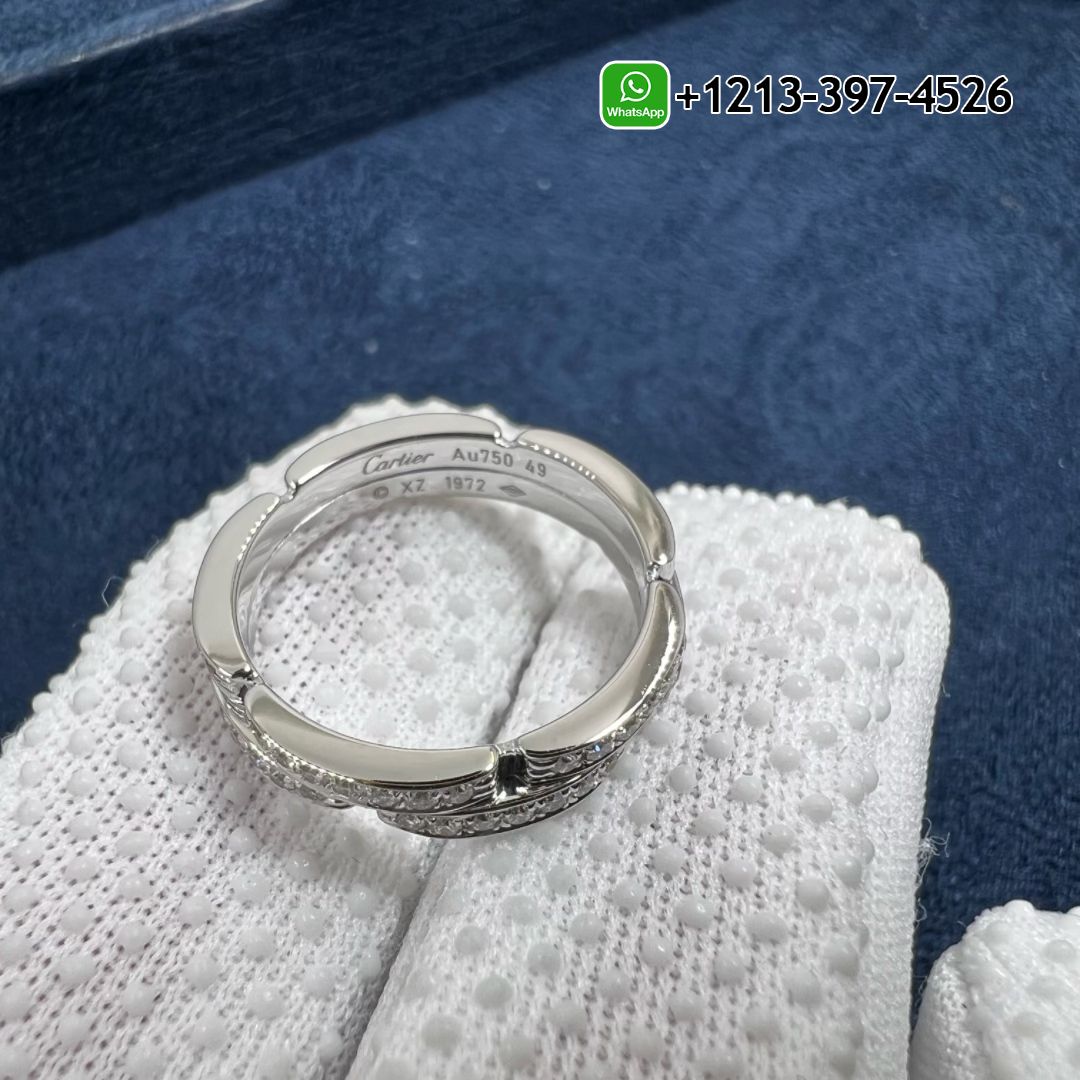 ufgru3jrpke Custom Made Best Sellers Quality 1:1 Cartier Maillon Panthère 18k White Gold 2 Half Diamond Paved Rows Wedding Band Ring - High Quality 18k Gold and Diamond Luxury Distinctive Collection Designer Jewelry Customized Factory Price - Image 2