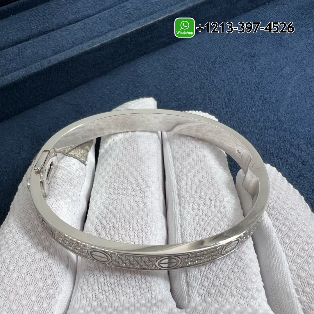 uhneaxm5cnw Custom Made Cartier Love Pave Diamond Bracelet 18k White Gold - High Quality 18k Gold and Diamond Luxury Distinctive Collection Designer Jewelry Customized Factory Price - Image 2