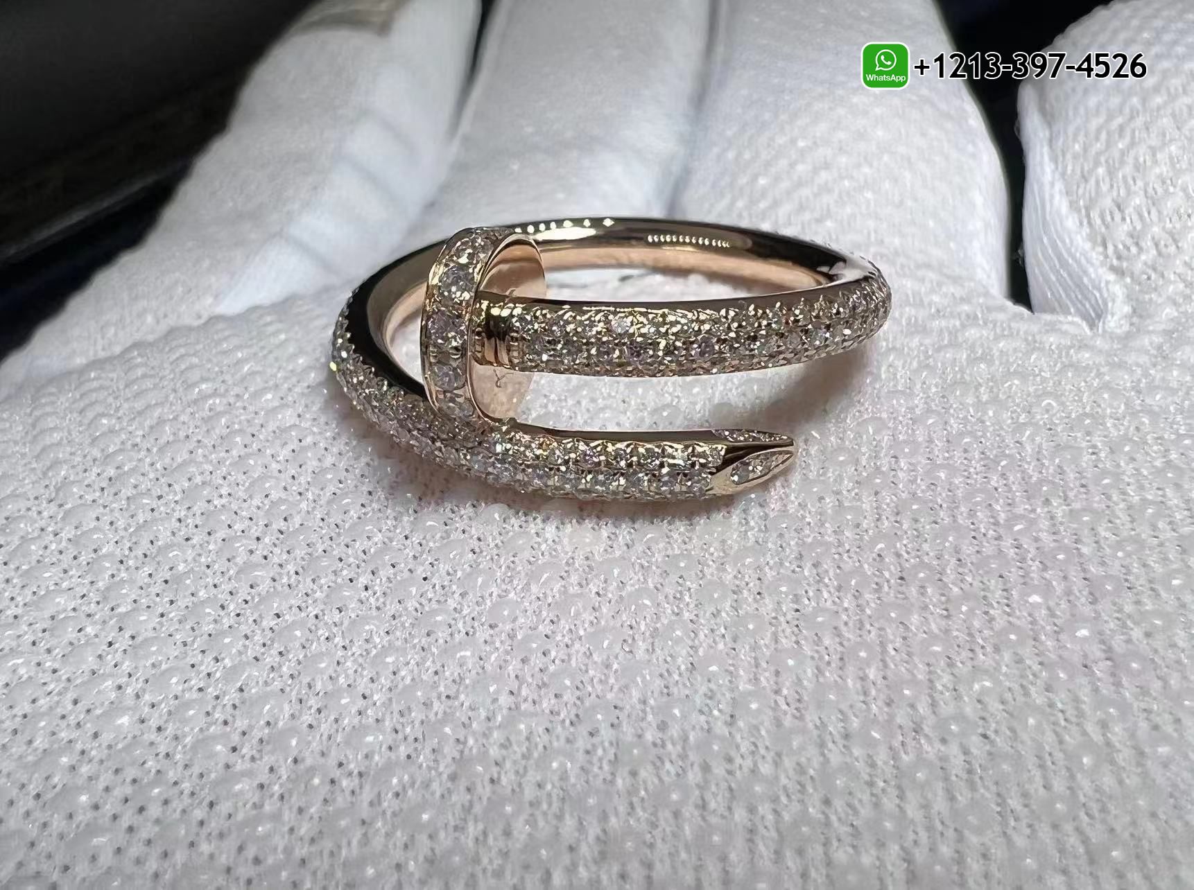 umsuxa5fe34 Custom Made Best Sellers Quality 1:1 Copy Cartier 18K Rose Gold Full Pave Diamond Juste Un Clou Nail Ring - High Quality 18k Gold and Diamond Luxury Distinctive Collection Designer Jewelry Customized Factory Price - Image 5