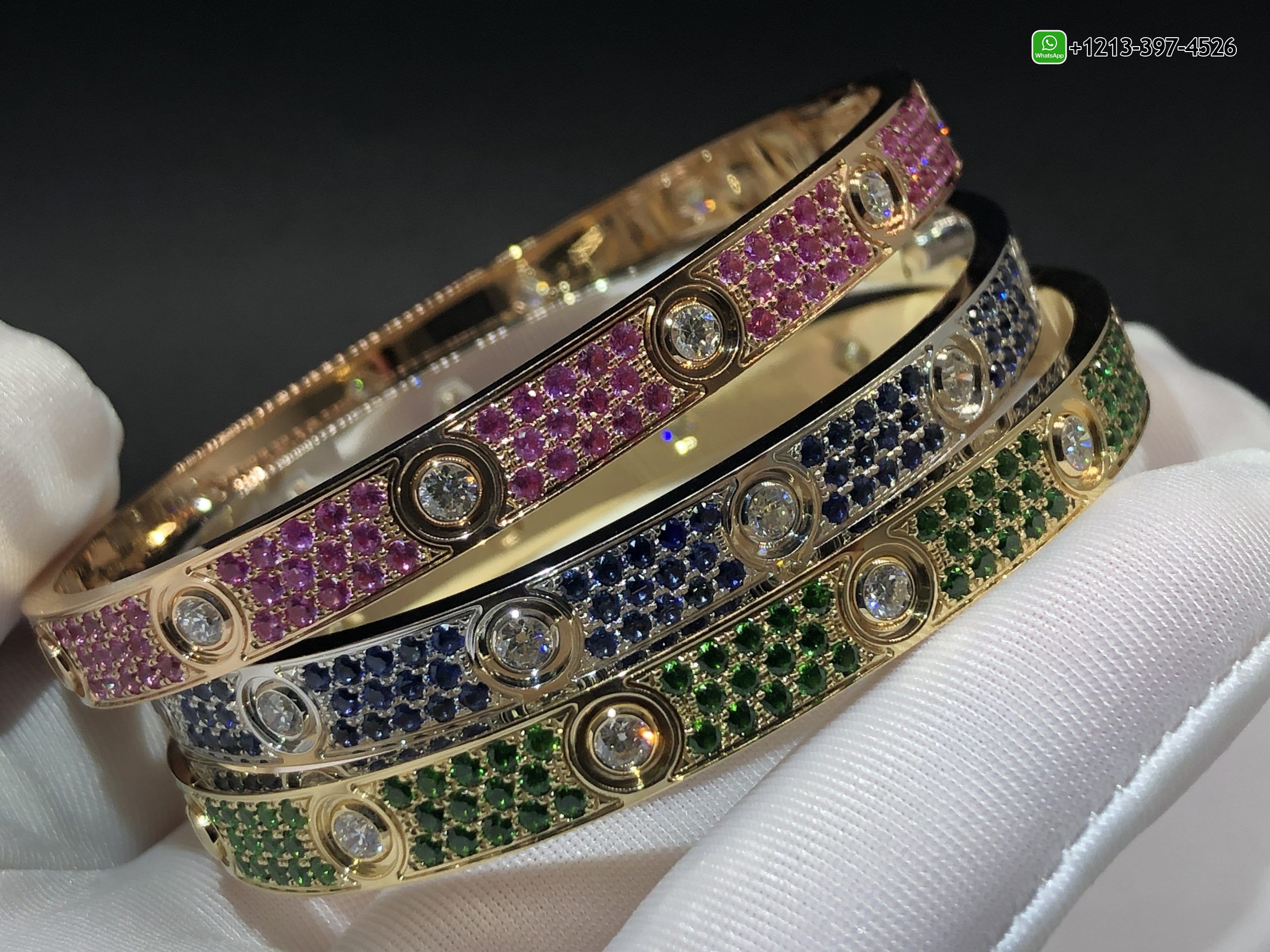 up2c1tflz22 Cartier Love Blue Sapphire Paved and 10 Diamonds Single-screw Closure Classic Model 18k White Gold Bracelet - High Quality 18k Gold and Diamond Luxury Distinctive Collection Designer Jewelry Customized Factory Price - Image 5
