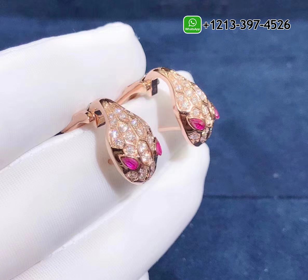 urr3jivjiy3 Custom Made Best Quality 1:1 Bvlgari Serpenti 18K Rose Gold Rubellite and Diamond Earrings - High Quality 18k Gold and Diamond Luxury Distinctive Collection Designer Jewelry Customized Factory Price - Image 2