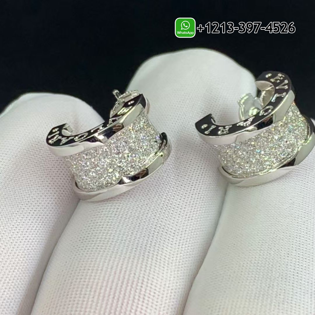 uu1itrzevwj Custom Made Best Sellers Quality 1:1 Bvlgari 18k White Gold Full Pave Diamond B.Zero1 Hoop Earrings - High Quality 18k Gold and Diamond Luxury Distinctive Collection Designer Jewelry Customized Factory Price