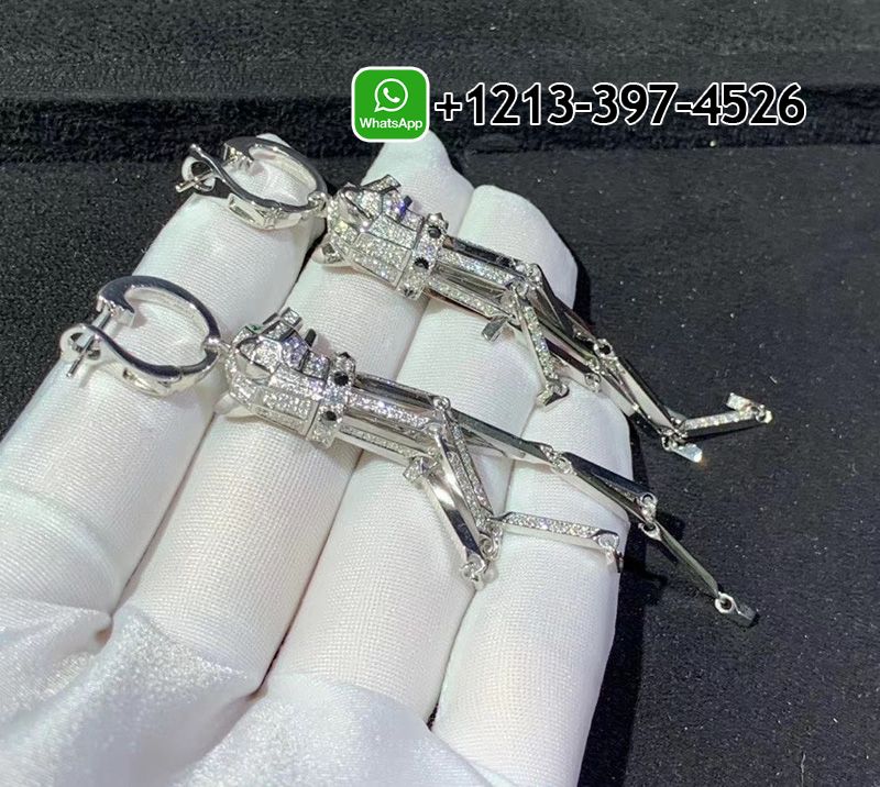 uzviwvqhdri Custom Made Best Quality 1:1 Cartier 18k White Gold Panthere de Cartier Diamonds Tassels Earrings - High Quality 18k Gold and Diamond Luxury Distinctive Collection Designer Jewelry Customized Factory Price - Image 2