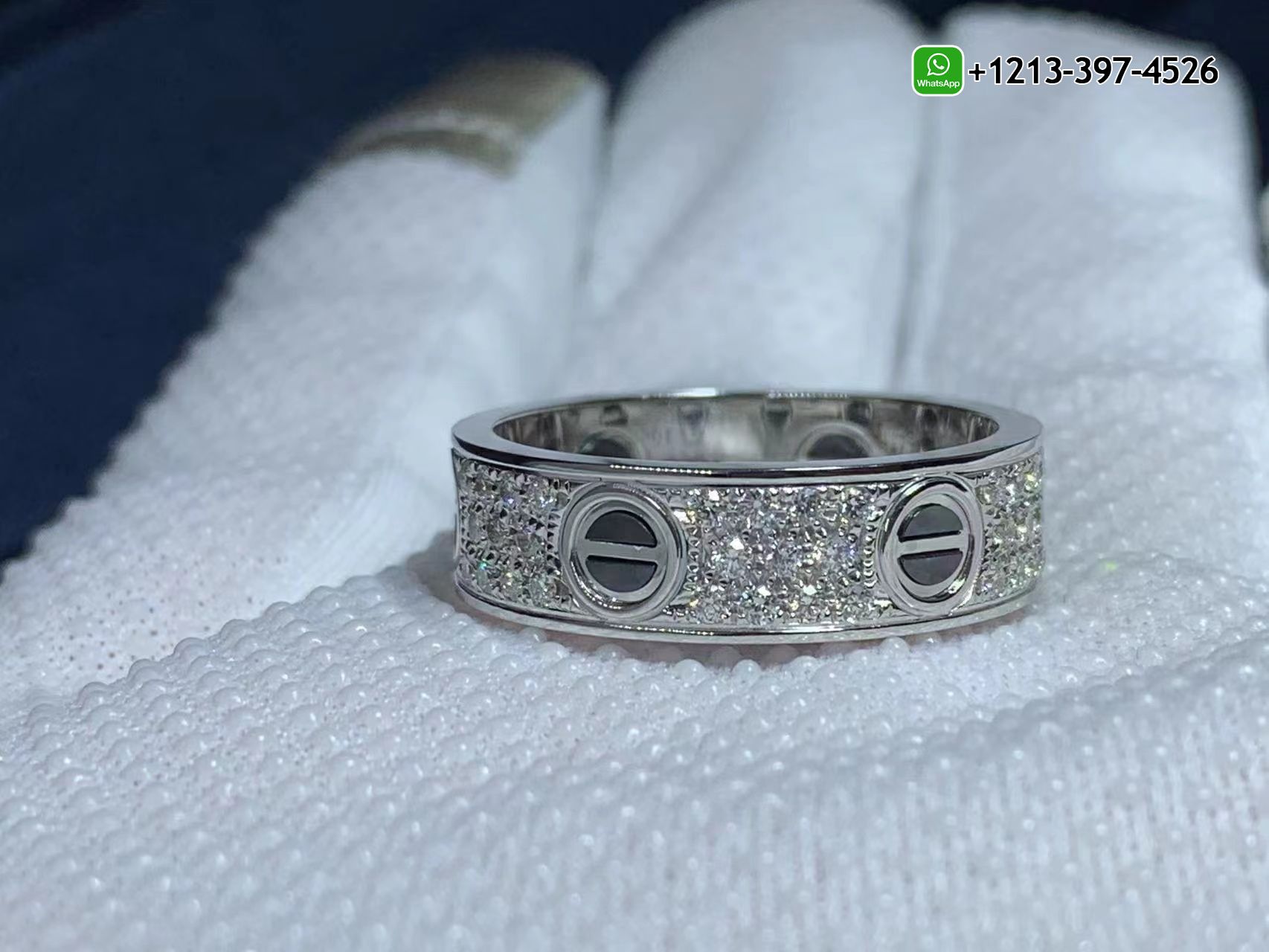 v4wibwvkiu1 Custom Made Best Quality 1:1 Cartier Love Diamond Paved Black Ceramic 18k White Gold 6.5MM Band Ring - High Quality 18k Gold and Diamond Luxury Distinctive Collection Designer Jewelry Customized Factory Price - Image 4