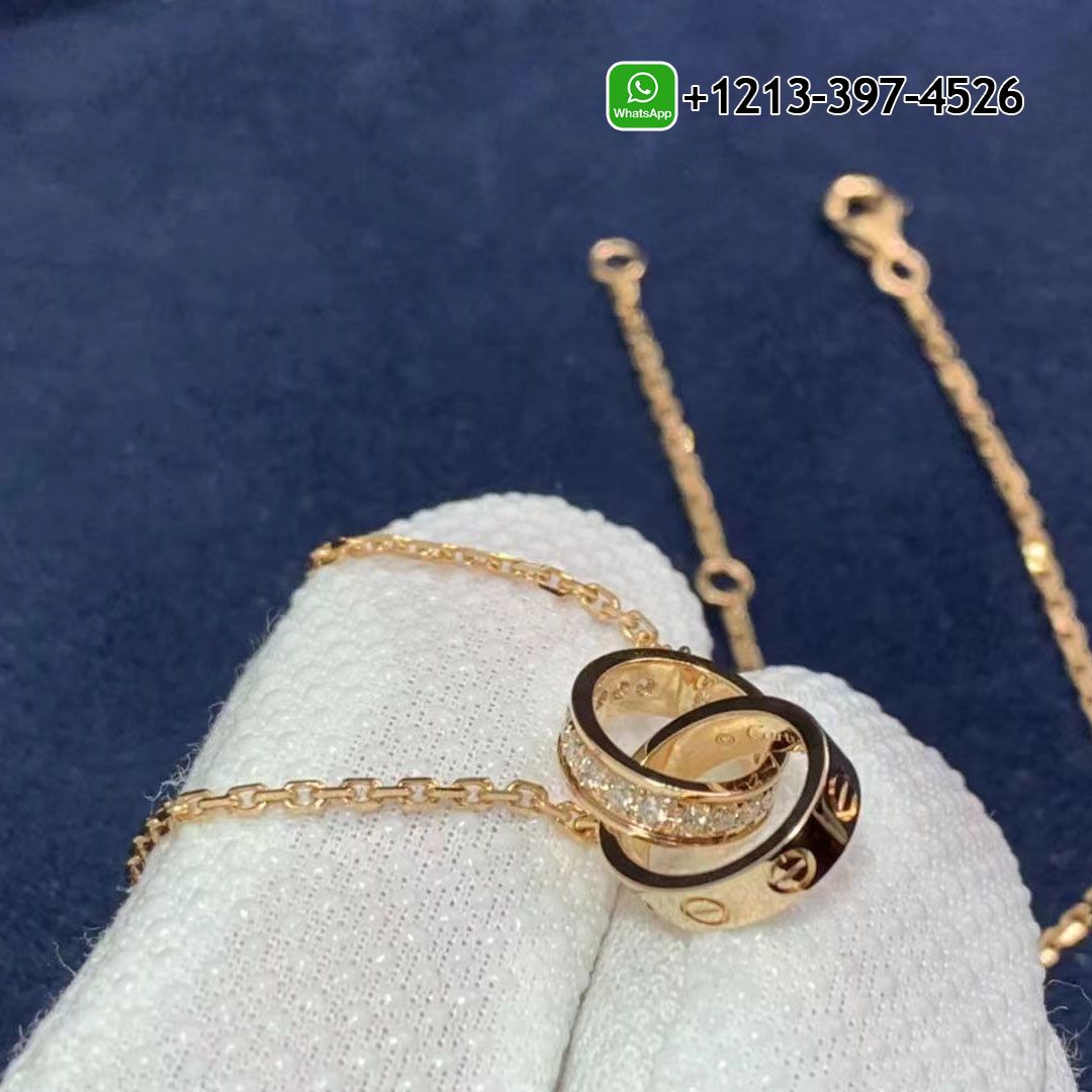 Custom Made Best Quality 1:1 Cartier 18k Rose Gold Love Diamonds Necklace - High Quality 18k Gold and Diamond Luxury Distinctive Collection Designer Jewelry Customized Factory Price