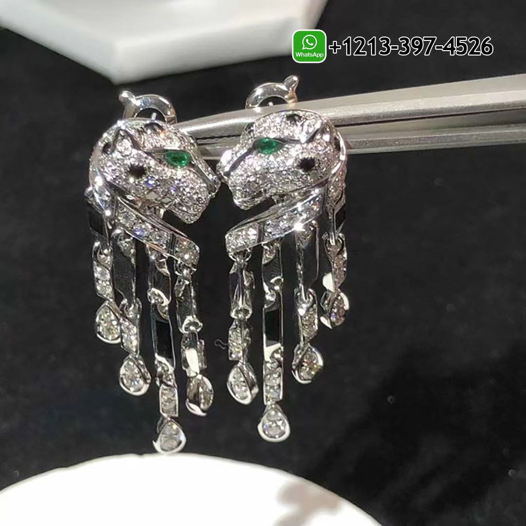 vevtv0wq3cy Custom Made Best Quality 1:1 Cartier 18k White Gold Diamond & Onyx Panthere de Cartier Earrings - High Quality 18k Gold and Diamond Luxury Distinctive Collection Designer Jewelry Customized Factory Price