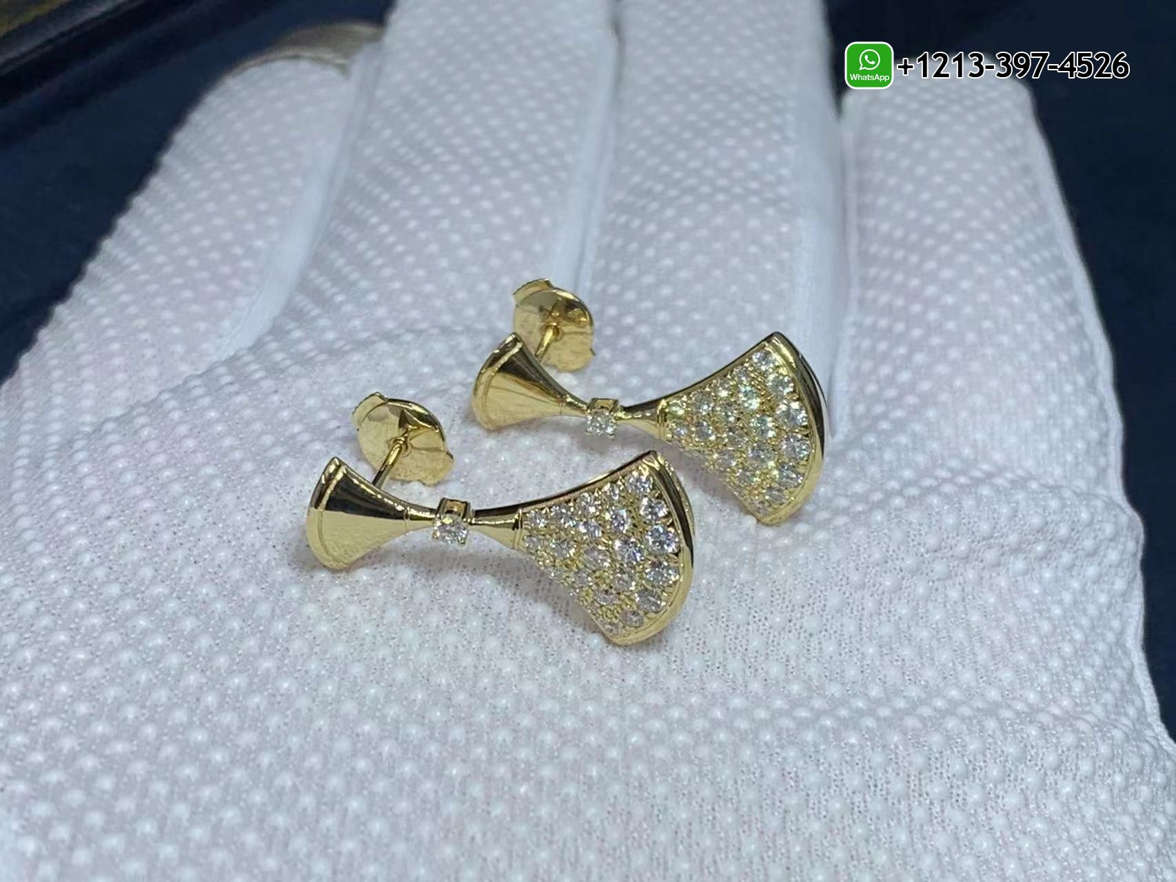 vf4nzmkspc2 Best Sellers 1:1 Quality Cheap Custom Made Bvlgari Divas’ Dream 18K Yellow Gold Pavé Diamonds Earrings - High Quality 18k Gold and Diamond Luxury Distinctive Collection Designer Jewelry Customized Factory Price - Image 6