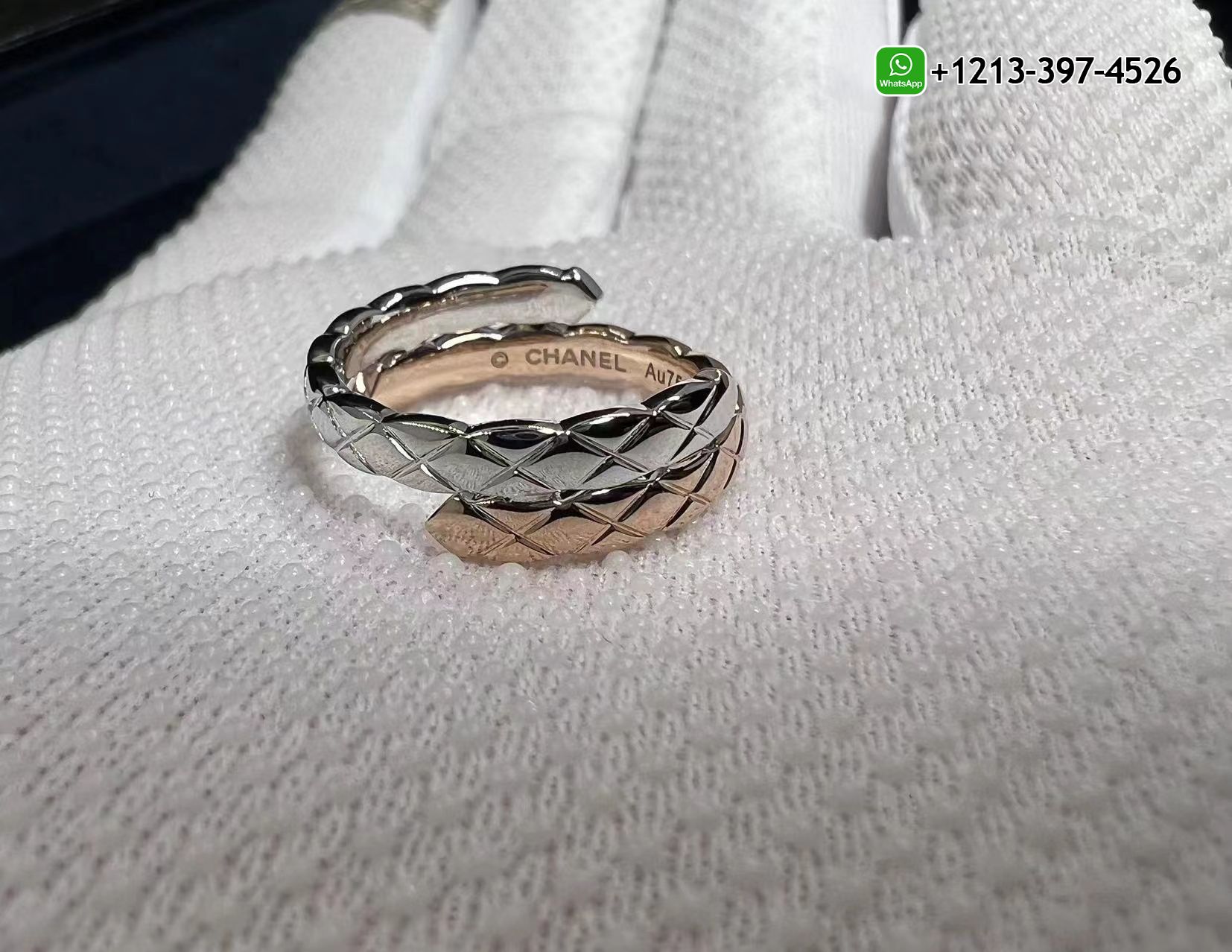 vijwspqgu15 Custom Made Best Sellers Quality 1:1 Copy Chanel Coco Crush Toi Et Moi Ring Quilted Motif, Small Version, 18k White and Beige Gold, Diamonds - High Quality 18k Gold and Diamond Luxury Distinctive Collection Designer Jewelry Customized Factory Price - Image 4