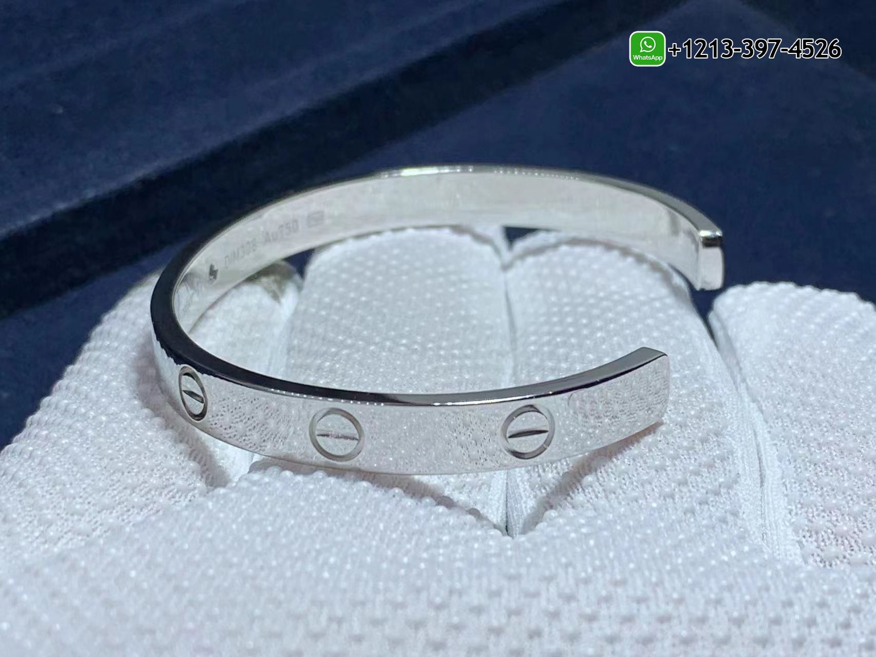 visg31ophdn Custom Made Best Quality 1:1 Cartier 18K White Gold 1 Diamond LOVE Cuff Bracelet - High Quality 18k Gold and Diamond Luxury Distinctive Collection Designer Jewelry Customized Factory Price - Image 6