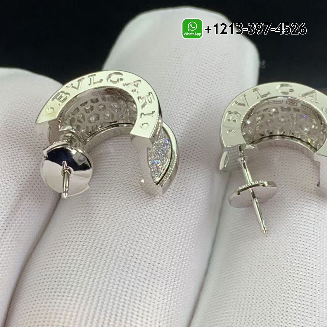 vizzqiawnjg Custom Made Best Sellers Quality 1:1 Bvlgari 18k White Gold Full Pave Diamond B.Zero1 Hoop Earrings - High Quality 18k Gold and Diamond Luxury Distinctive Collection Designer Jewelry Customized Factory Price - Image 3
