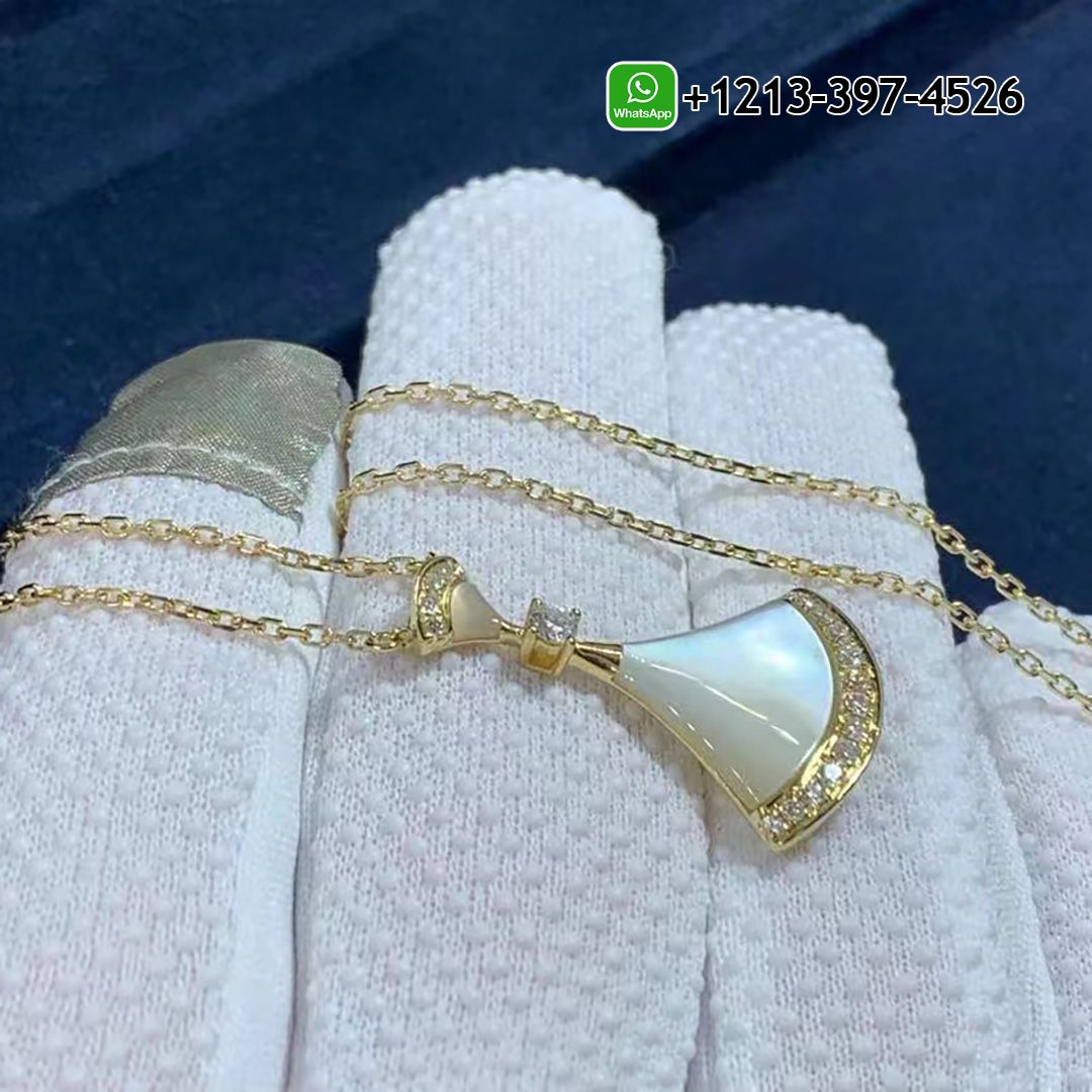 Best Sellers 1:1 Quality Cheap Custom Made Bvlgari Divas’ Dream Mother-Of-Pearl Diamond 18k Yellow Gold Necklace - High Quality 18k Gold and Diamond Luxury Distinctive Collection Designer Jewelry Customized Factory Price Vlmwhyvizbn