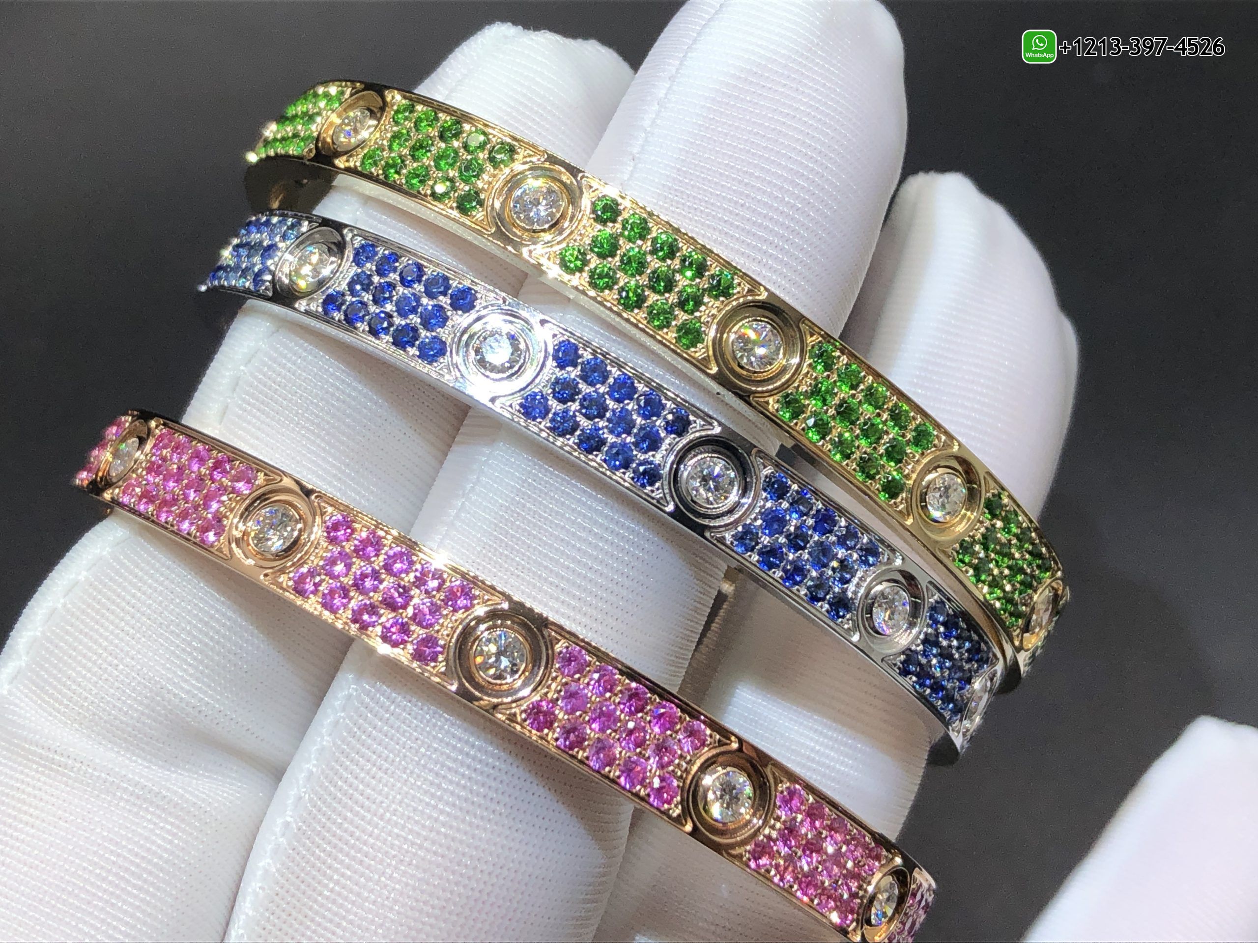 vmiax2zrfee Cartier Love Blue Sapphire Paved and 10 Diamonds Single-screw Closure Classic Model 18k White Gold Bracelet - High Quality 18k Gold and Diamond Luxury Distinctive Collection Designer Jewelry Customized Factory Price - Image 8