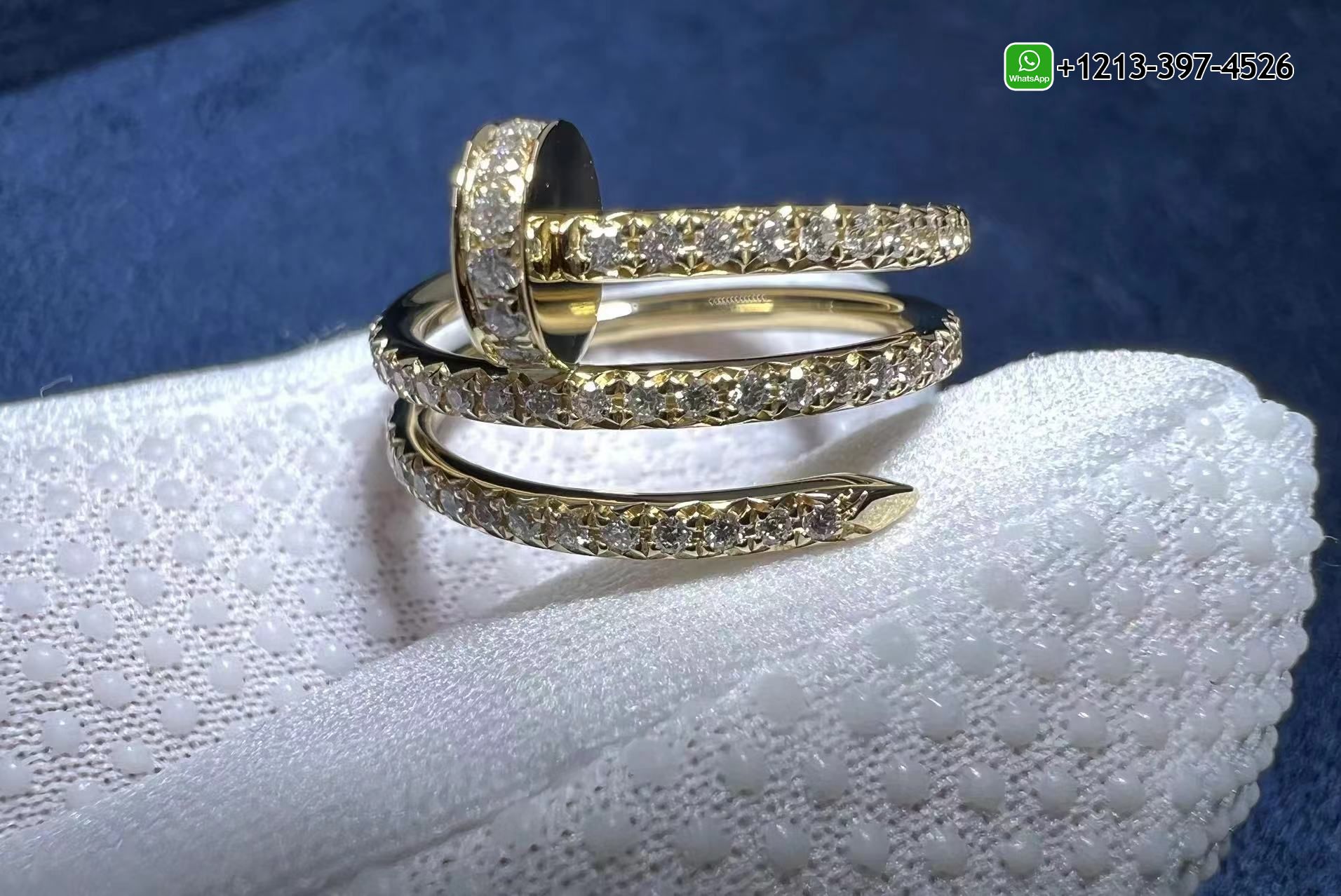 vpti145ob4t Cheap Cartier Juste un Clou Double Nail 18K Yellow Gold Pavé Diamond Ring Replica - High Quality 18k Gold and Diamond Luxury Distinctive Collection Designer Jewelry Customized Factory Price - Image 4