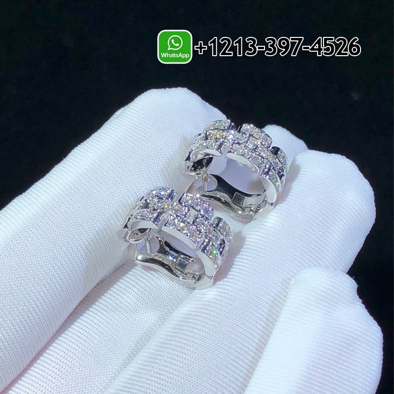 vrsxv54m5ac Custom Made Best Sellers Quality 1:1 Cartier 18k White Gold 3 Diamond-paved Rows Maillon Panthère Earrings - High Quality 18k Gold and Diamond Luxury Distinctive Collection Designer Jewelry Customized Factory Price - Image 7