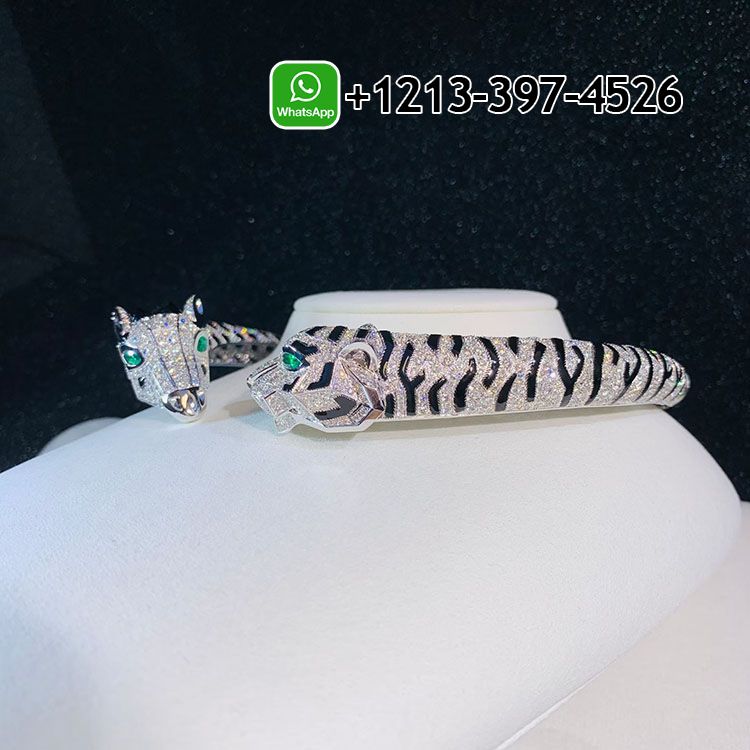 vsobb355wvd Best Quality Cartier 18K White Gold Pave Diamonds Onyx Indomptables de Cartier Tiger and Giraffe High Jewelry Necklace - High Quality 18k Gold and Diamond Luxury Distinctive Collection Designer Jewelry Customized Factory Price - Image 4