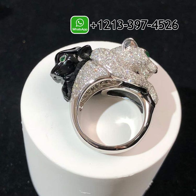 vt5g0r0sb5g Custom Made Best Sellers Quality 1:1 Cartier Panthère de Cartier 18K White Gold Diamond Emerald Onyx Ring - High Quality 18k Gold and Diamond Luxury Distinctive Collection Designer Jewelry Customized Factory Price - Image 8