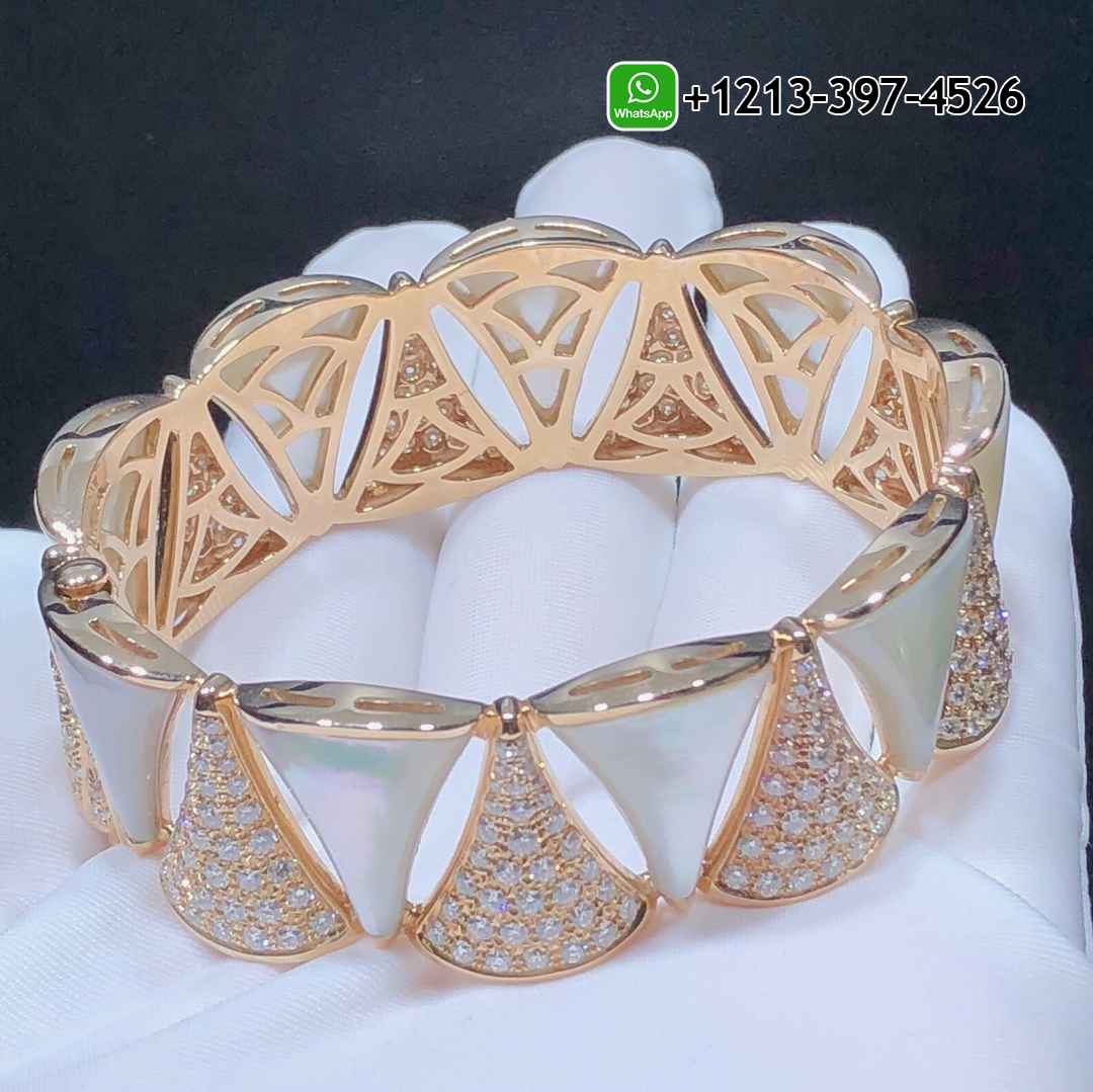 w25czdb1mwj Bvlgari Divas Dream 18k Rose Gold Pave Diamond Mother-of-Pear High Jewelry Bracelet - High Quality 18k Gold and Diamond Luxury Distinctive Collection Designer Jewelry Customized Factory Price - Image 5