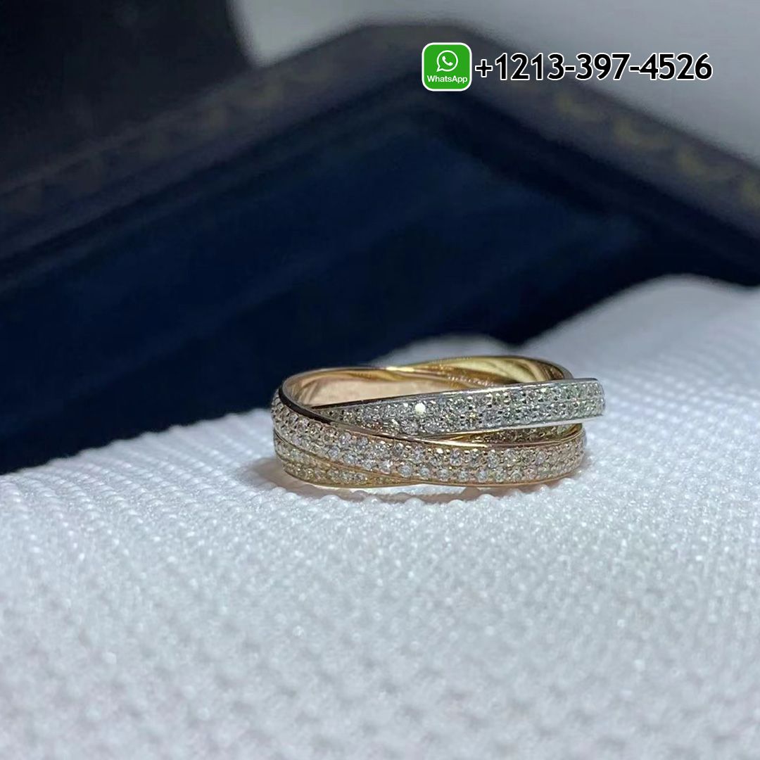 ​Custom Made Best Quality 1:1 Cheap Classic Cartier 18k White Gold, Yellow Gold, Rose Gold, Diamond Trinity Small Model Ring - High Quality 18k Gold and Diamond Luxury Distinctive Collection Designer Jewelry Customized Factory Price Waog41pgsxt