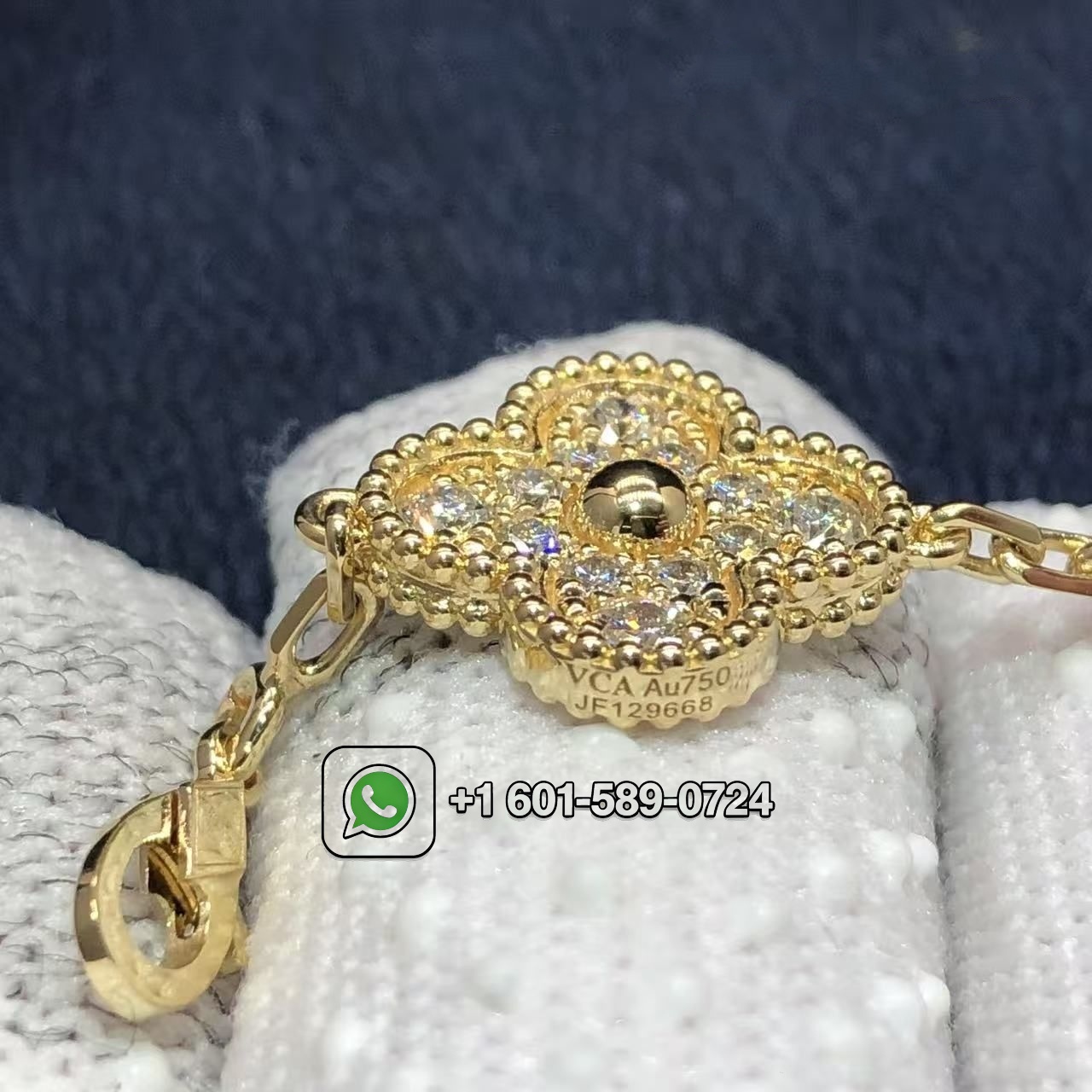 watermarked van cleef arpels vintage alhambra pave diamonds 10 motifs 18k yellow gold necklace vcara42300 5