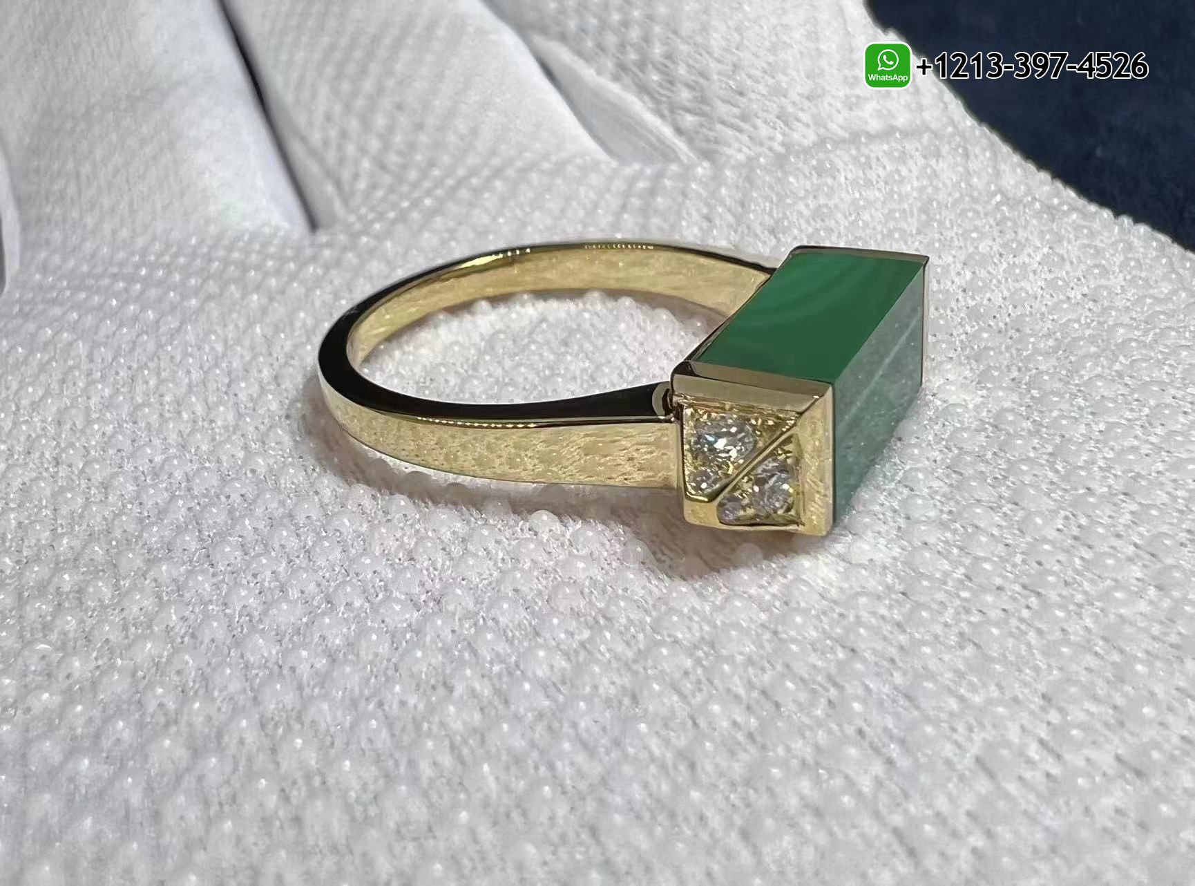 wq0aq1at42v Best Sellers 1:1 Quality Cheap Custom Made Cartier 18K Yellow Gold Diamond & Malachite Les Berlingots de Cartier Ring - High Quality 18k Gold and Diamond Luxury Distinctive Collection Designer Jewelry Customized Factory Price - Image 8
