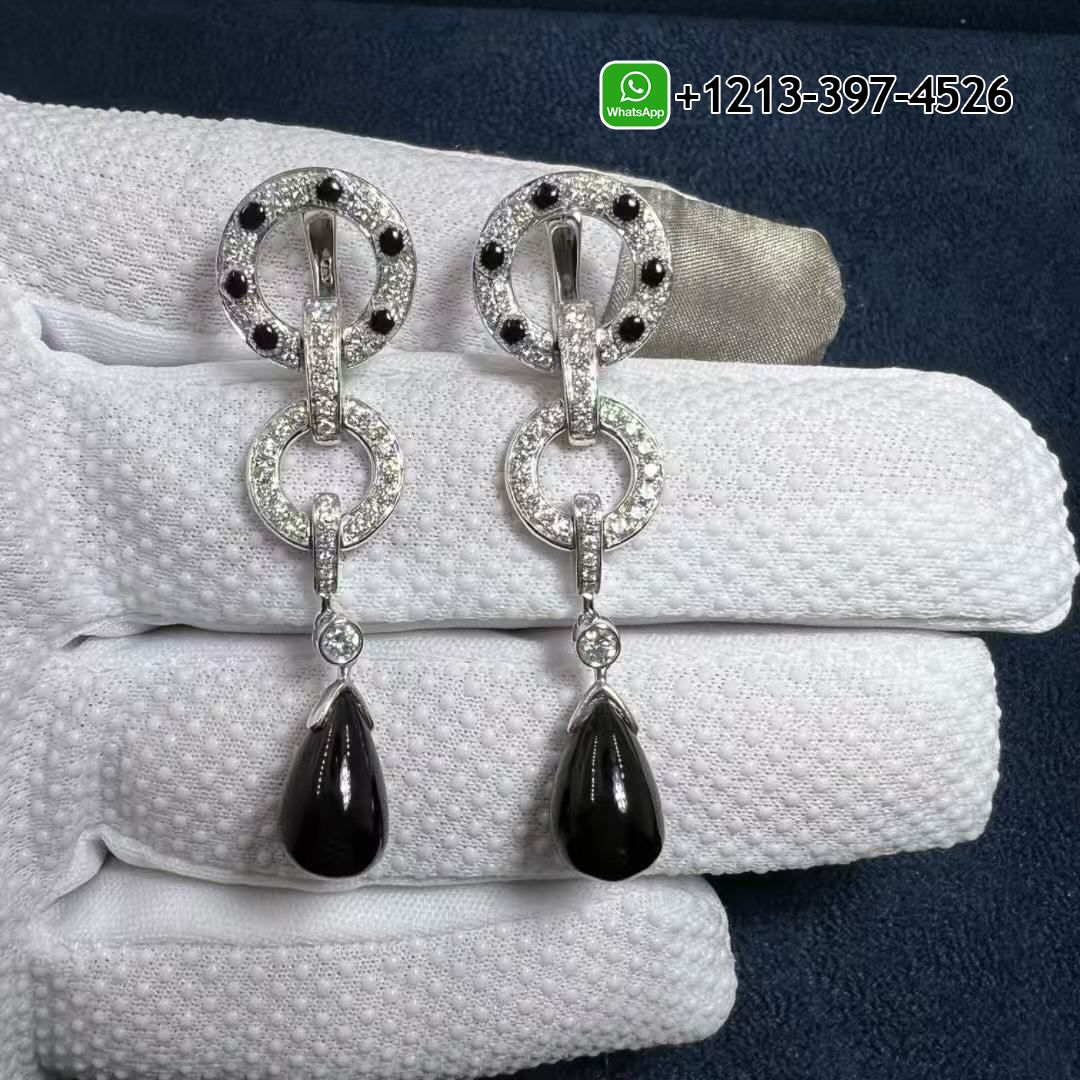 Custom Made Best Sellers Quality 1:1 Cartier Panthère de Cartier Pave Diamonds Onyx 18k White Gold Drop Earrings - High Quality 18k Gold and Diamond Luxury Distinctive Collection Designer Jewelry Customized Factory Price Wyf2pk4fgzb