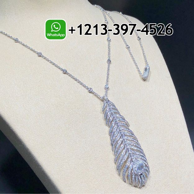 wzvt0a5c1ri Best Quality Boucheron Plume de Paon 18k White Gold Pave Diamond Feather Pendant Neckloace Replica - High Quality 18k Gold and Diamond Luxury Distinctive Collection Designer Jewelry Customized Factory Price - Image 3